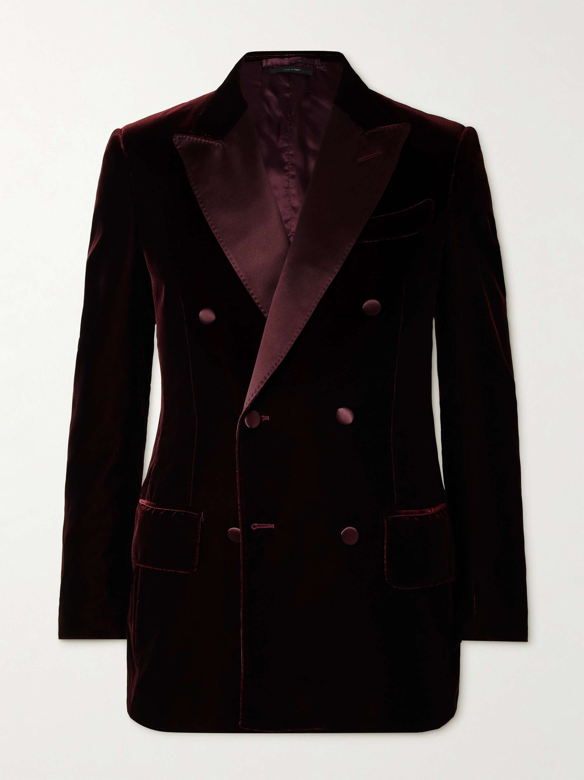 Dyllan Double-Breasted Satin-Trimmed Velvet Tuxedo Jacket view