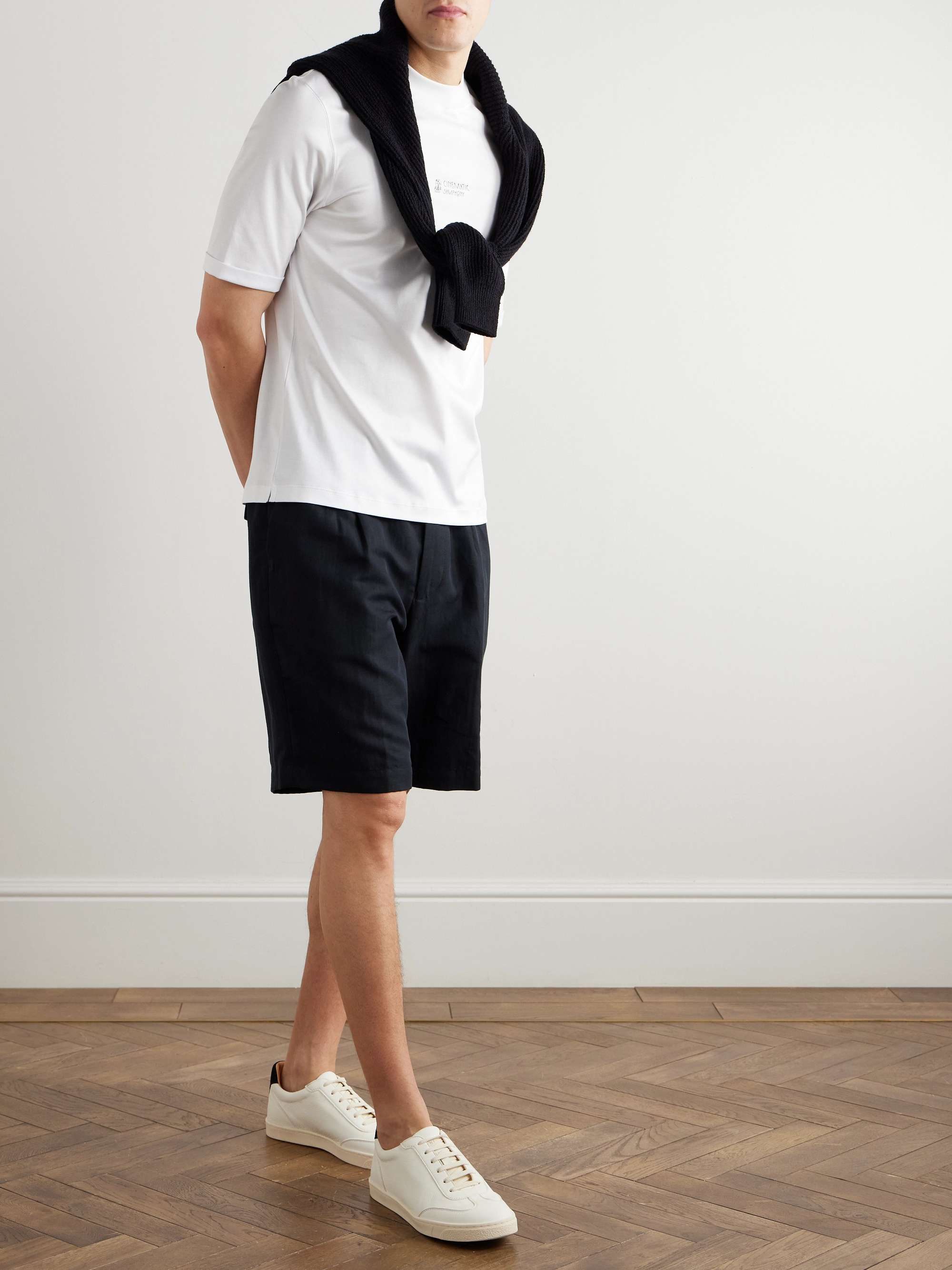 Mock-Neck Logo-Print Cotton-Jersey T-Shirt view