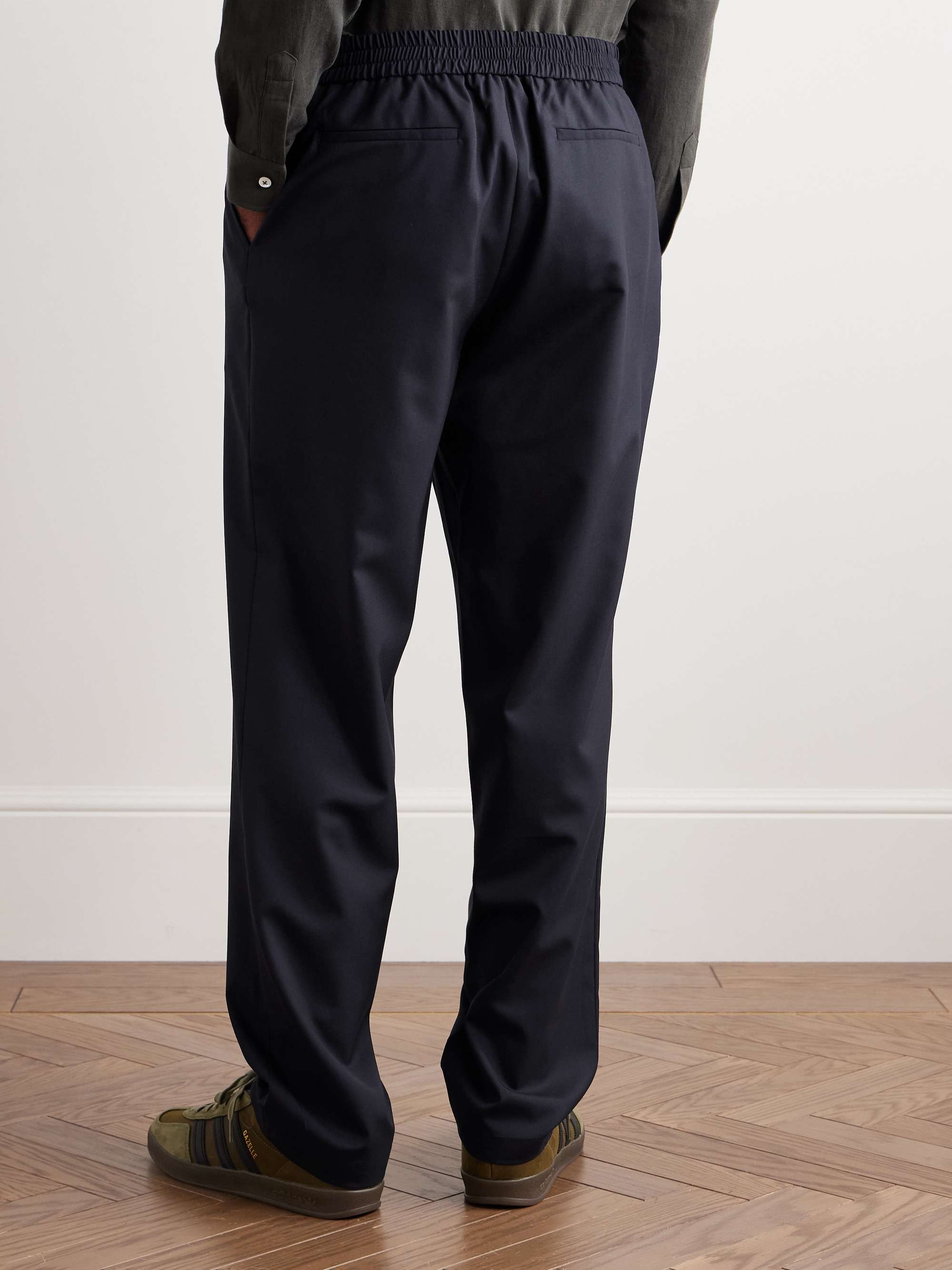 Easy Straight-Leg Pleated Wool Trousers view
