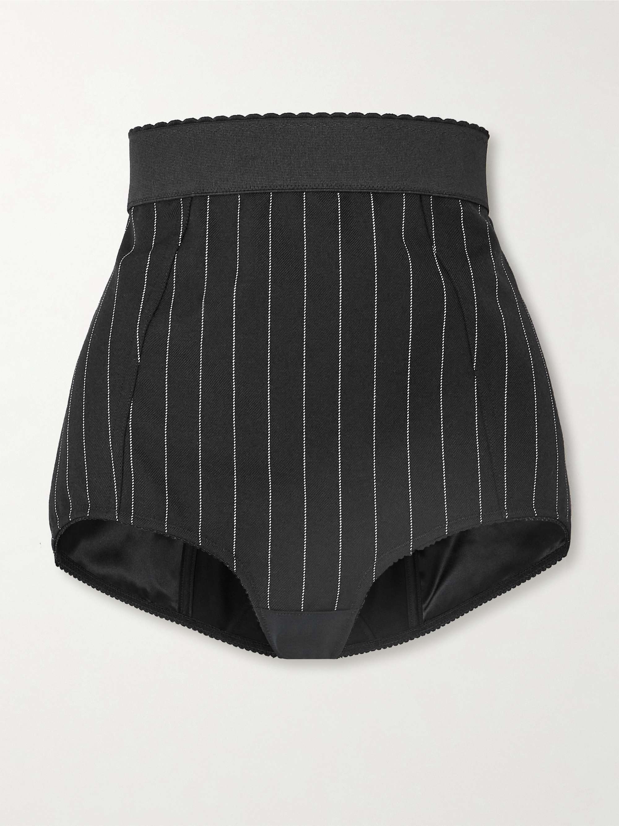 Pinstriped wool-blend twill shorts view