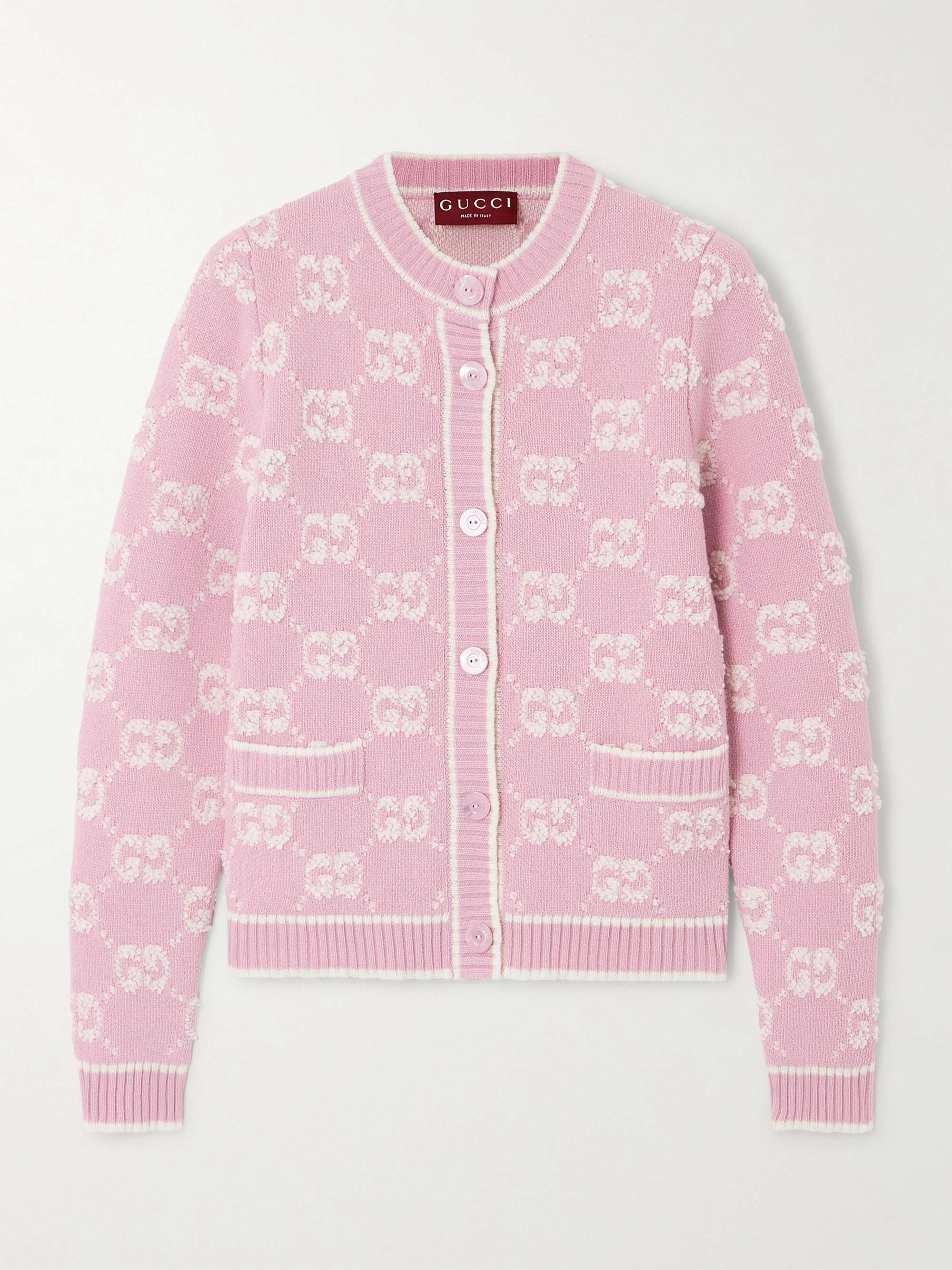 Wool bouclé-jacquard cardigan view