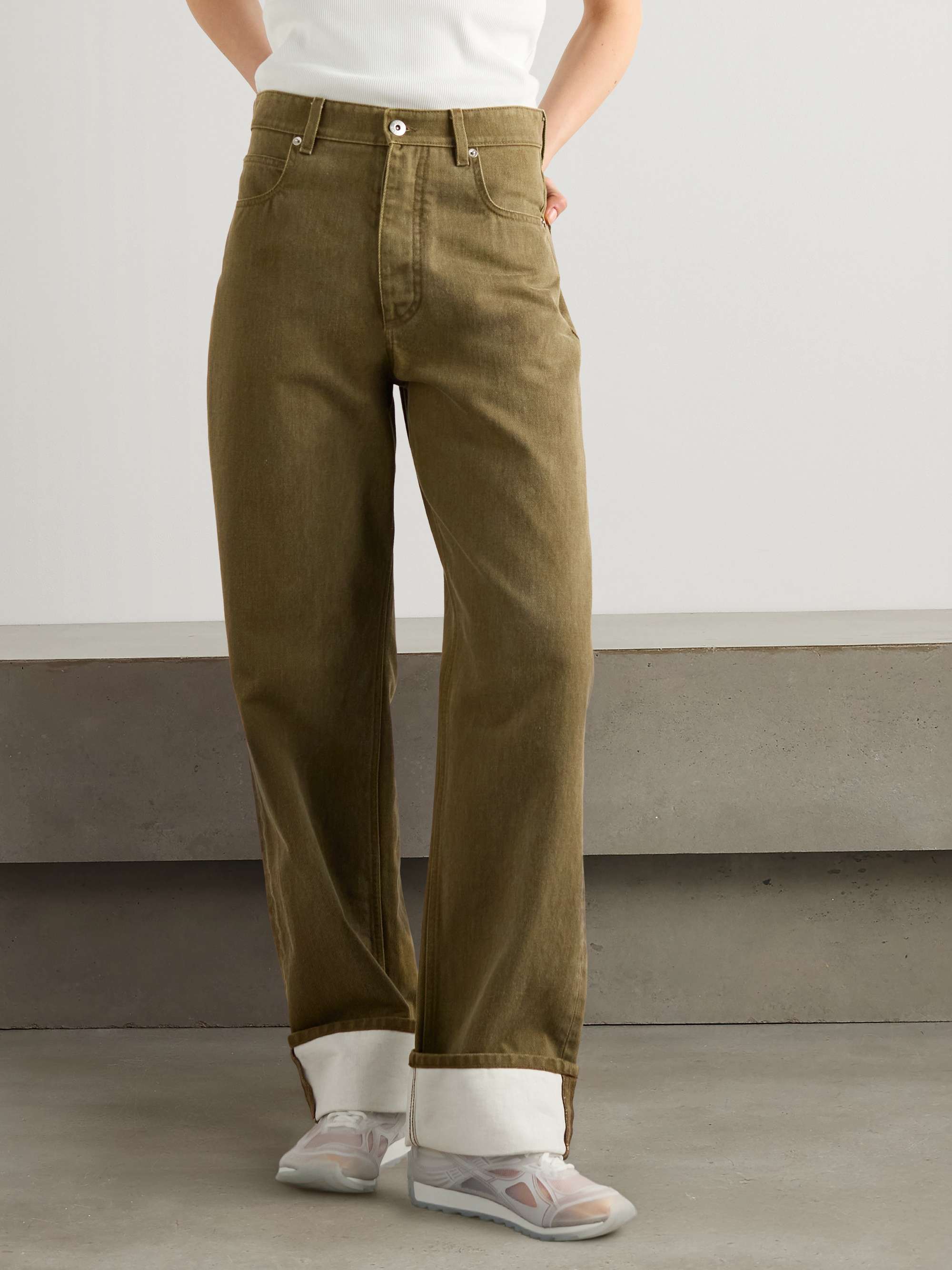 Appliquéd high-rise wide-leg jeans view