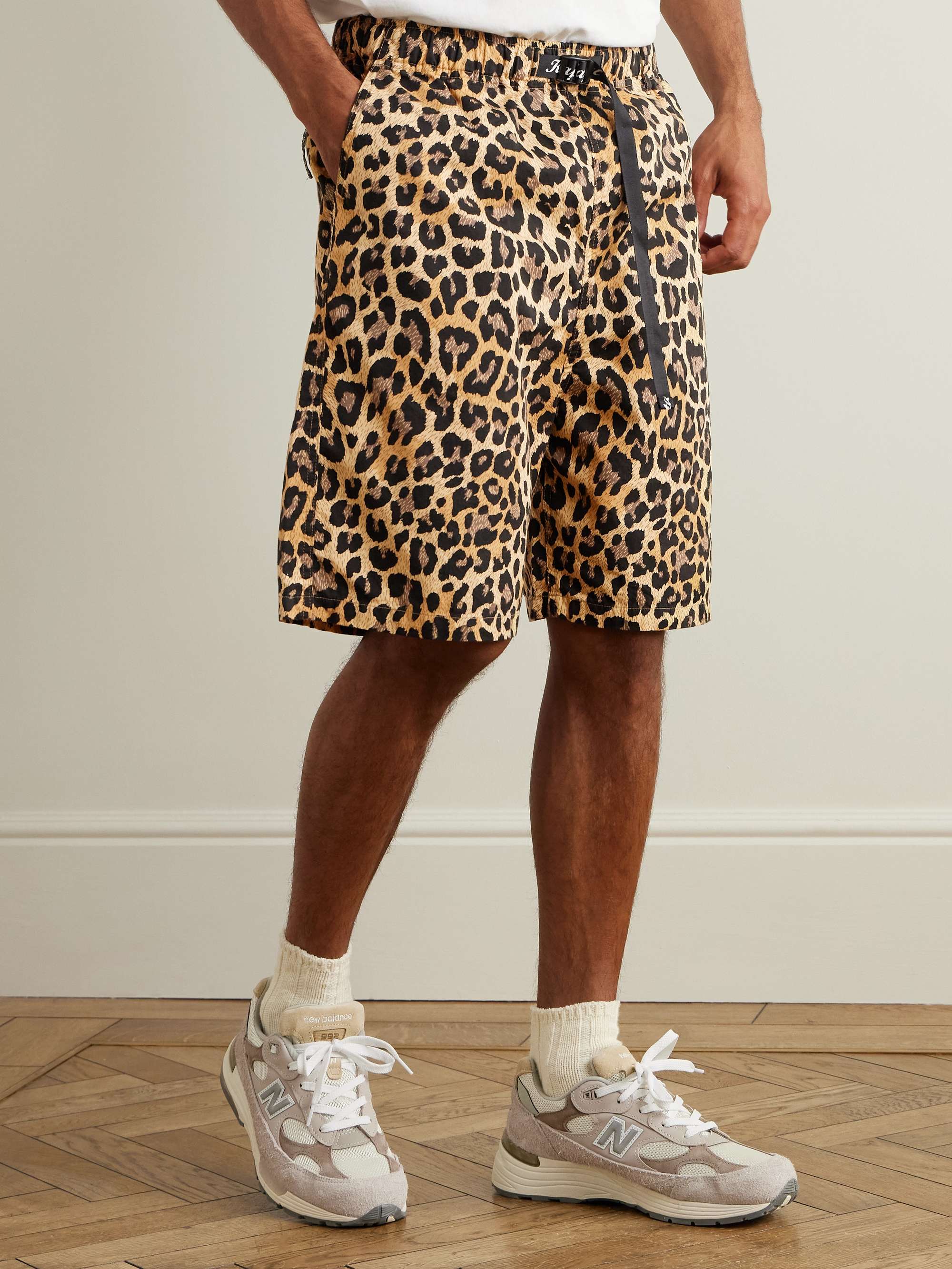 Easy Wide-Leg Belted Leopard-Print Cotton-Twill Shorts view