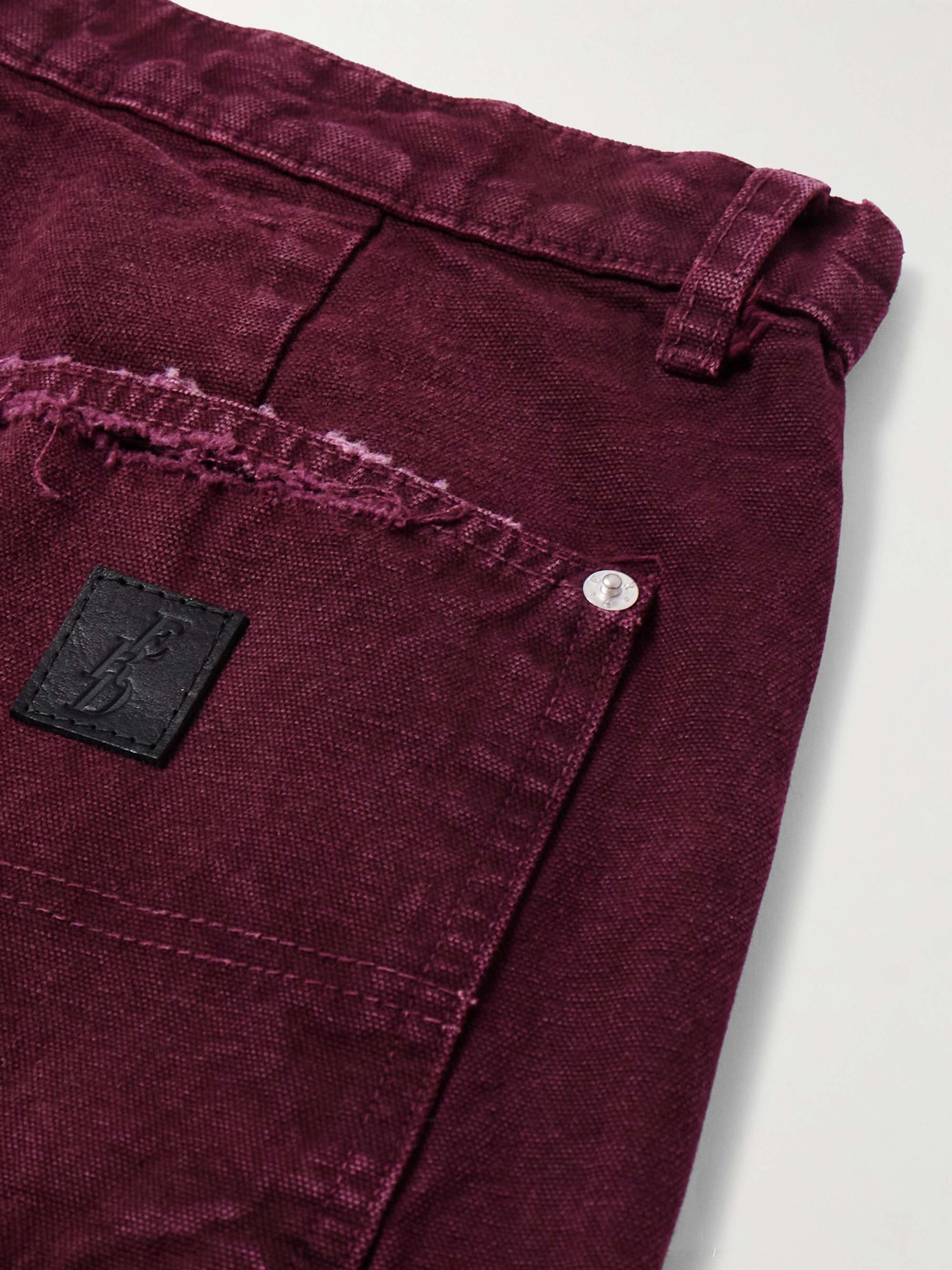 Straight-Leg Distressed Panelled Cotton-Canvas Trousers view