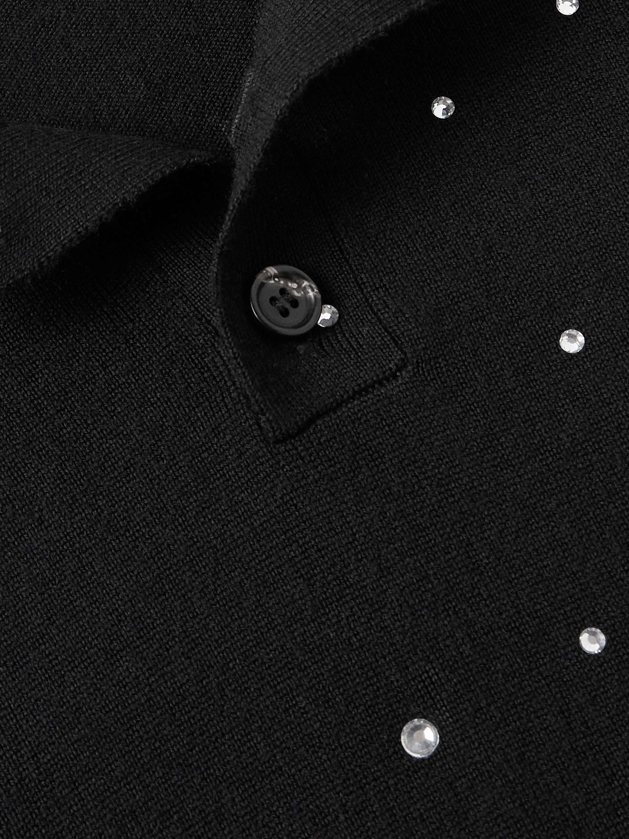 Crystal-Embellished Merino Wool Polo Shirt view