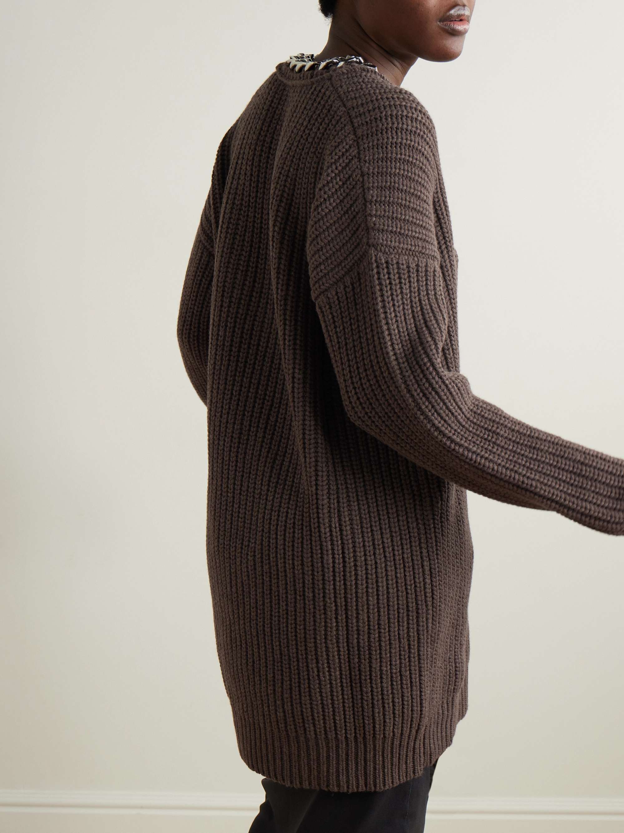 Falabella oversized chain-embellished wool sweater view