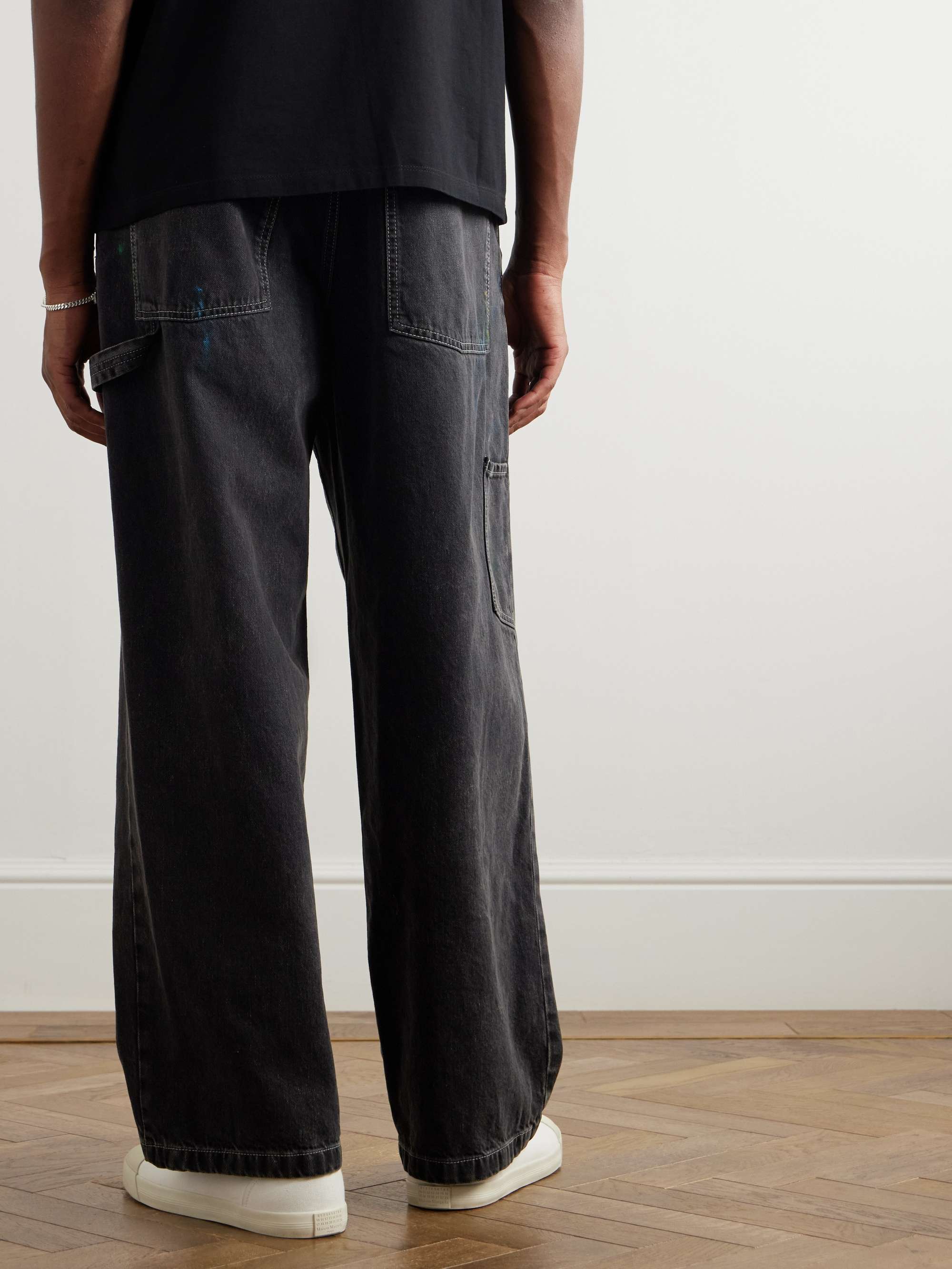 Wide-Leg Paint-Splattered Jeans view