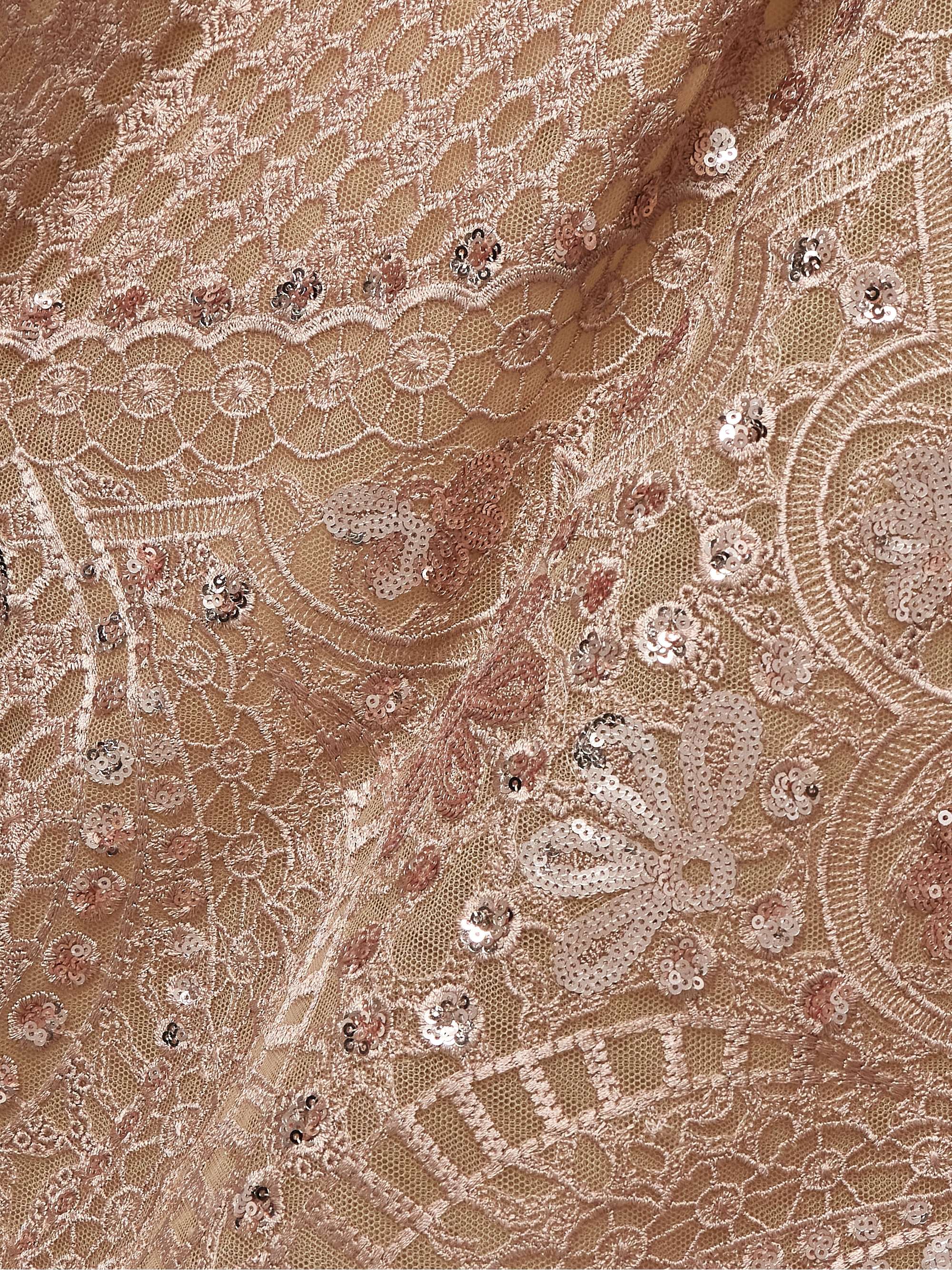 Strapless sequined embroidered tulle midi dress view