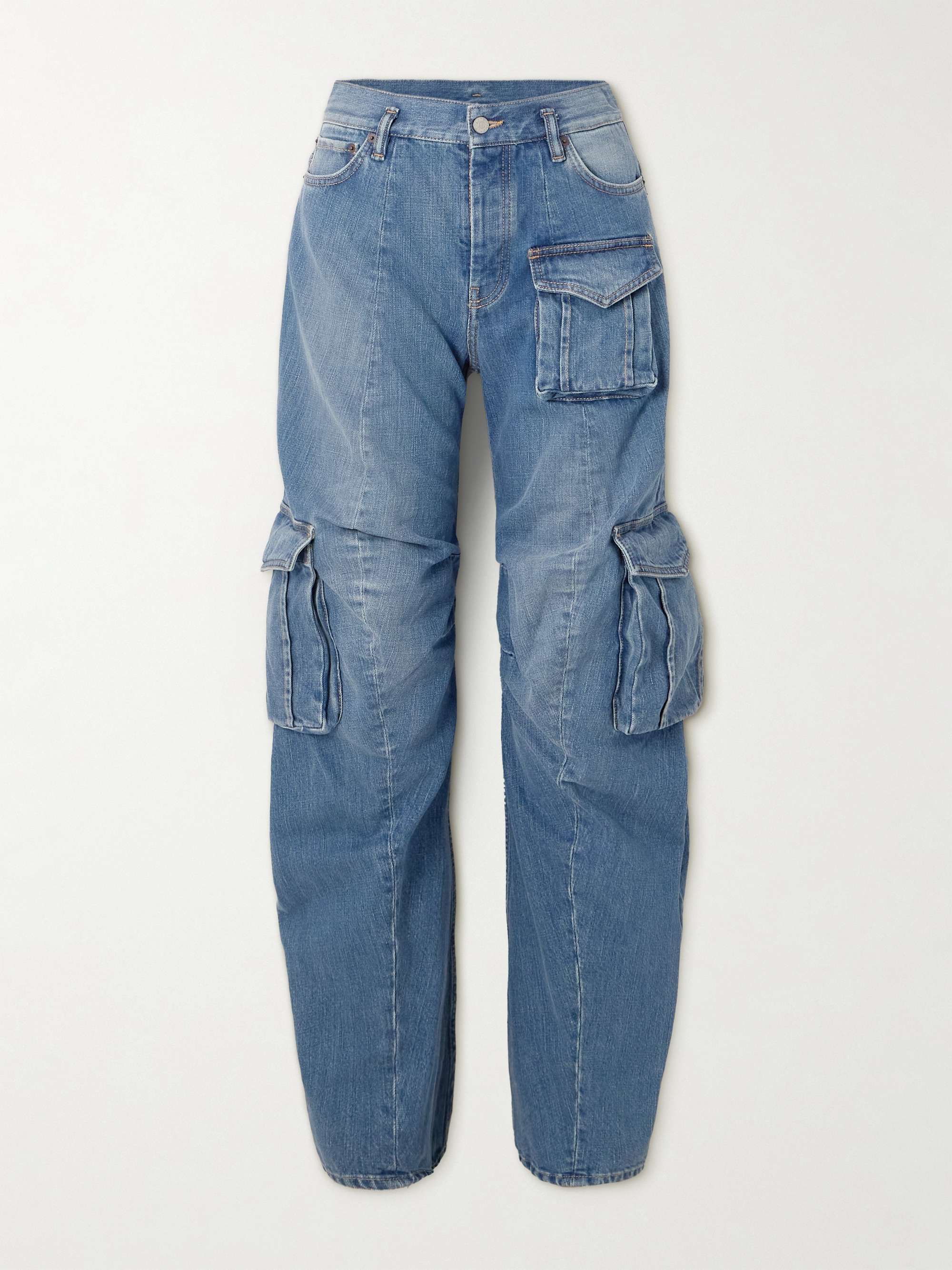 High-rise barrel-leg cargo jeans view