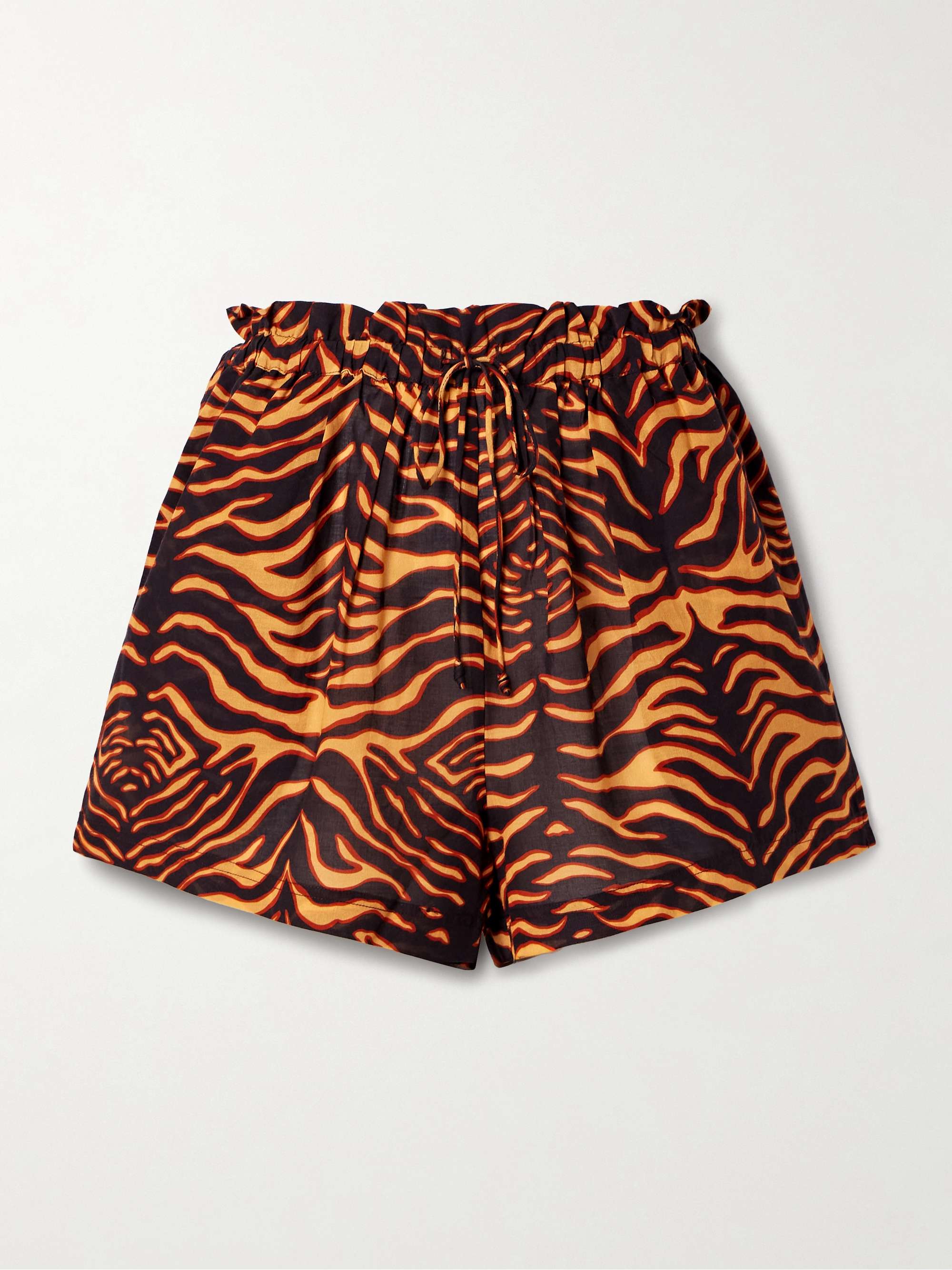 Bijou tiger-print cotton-blend voile shorts view