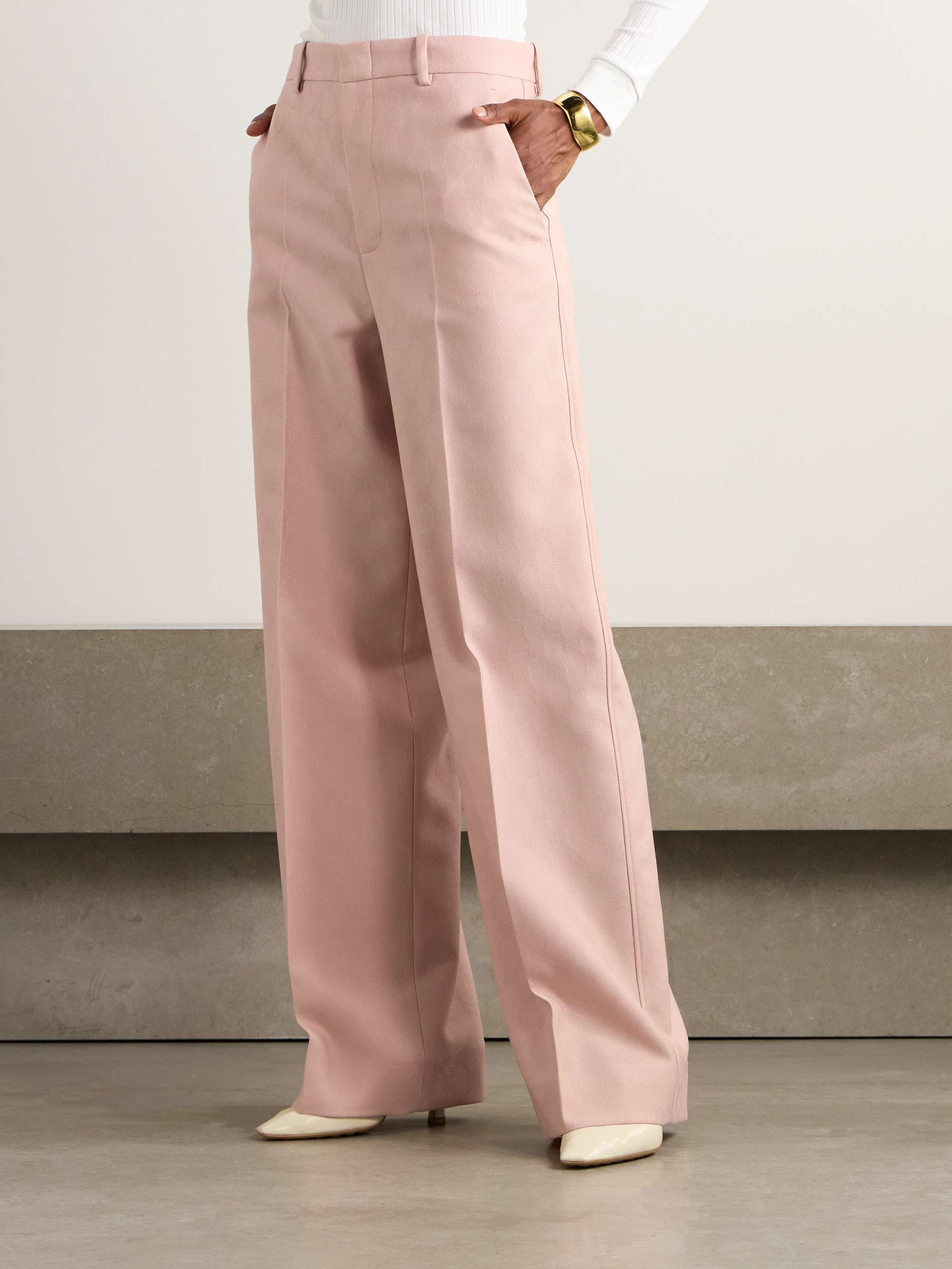 Wool-jacquard straight-leg pants view