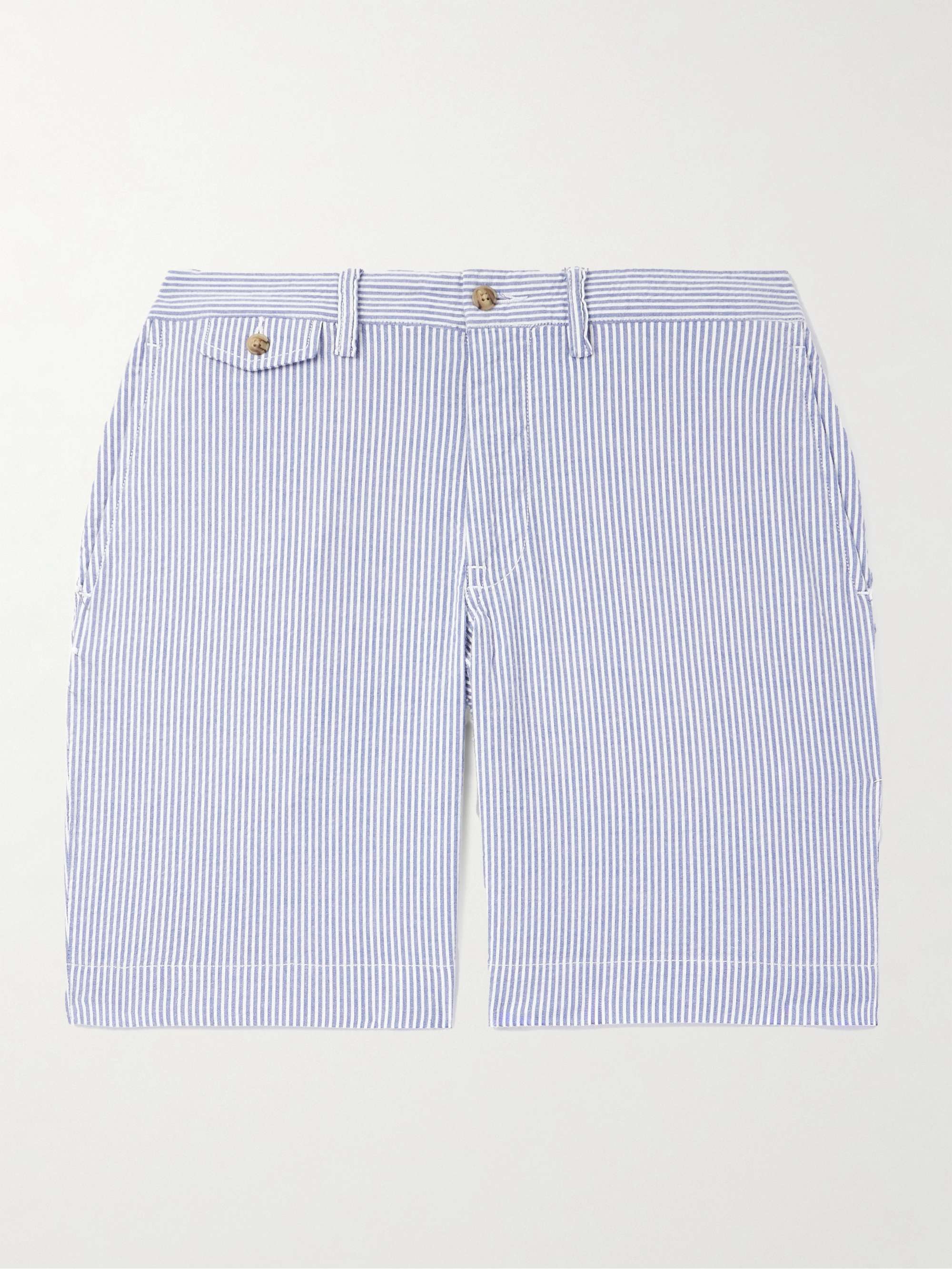 Straight-Leg Striped Cotton-Blend Seersucker Shorts view