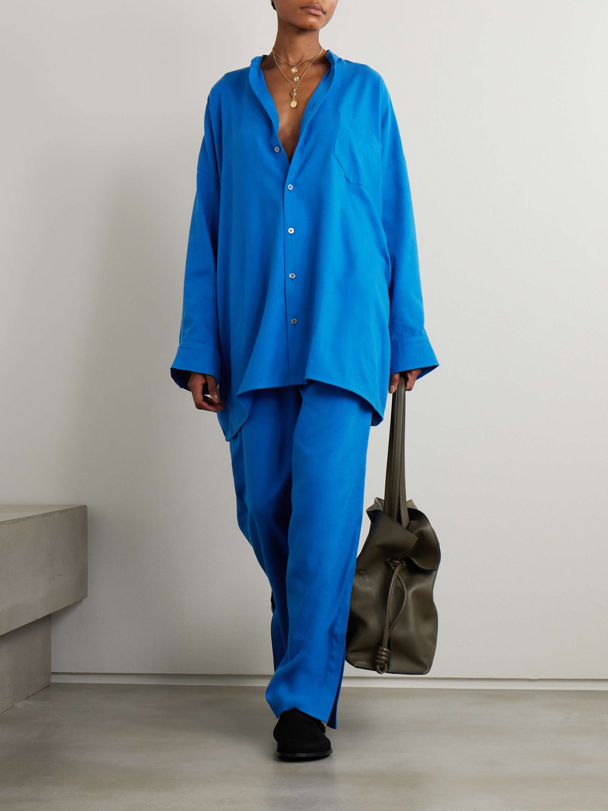 Palazzo cotton-blend wide-leg pants view