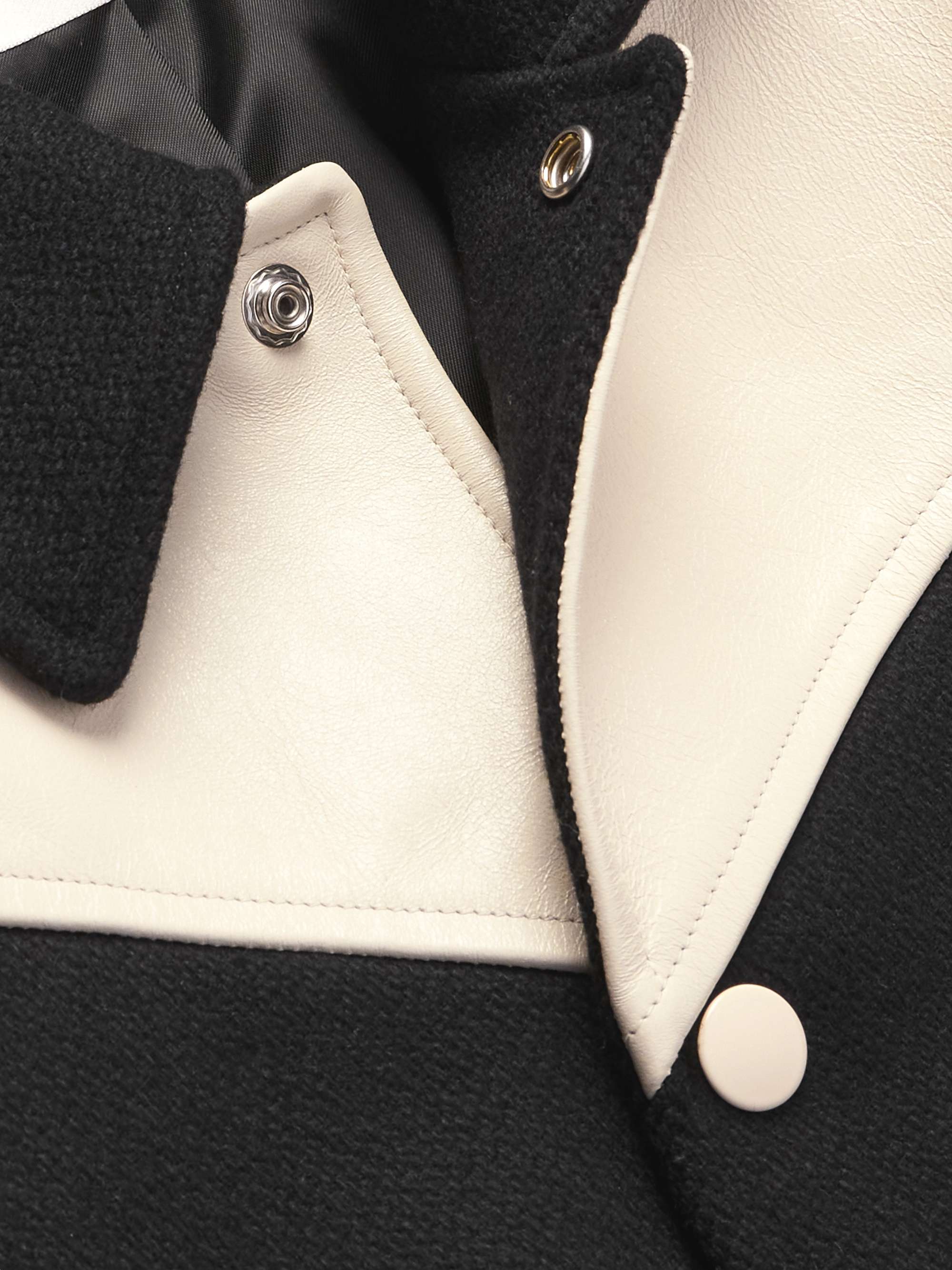 Jack Teddy Leather-Trimmed Wool-Blend Varsity Jacket view