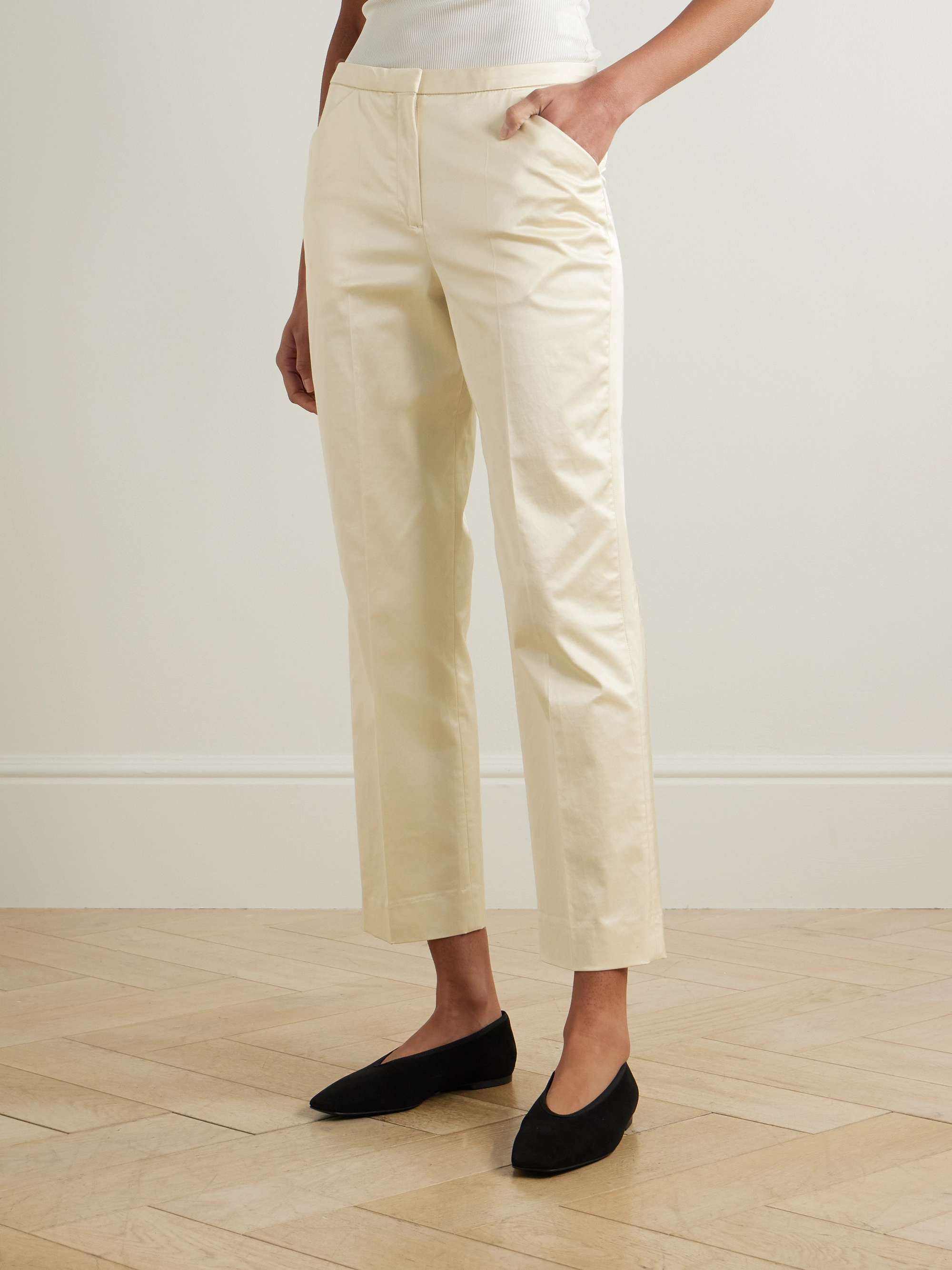 Cropped organic cotton-blend straight-leg pants view