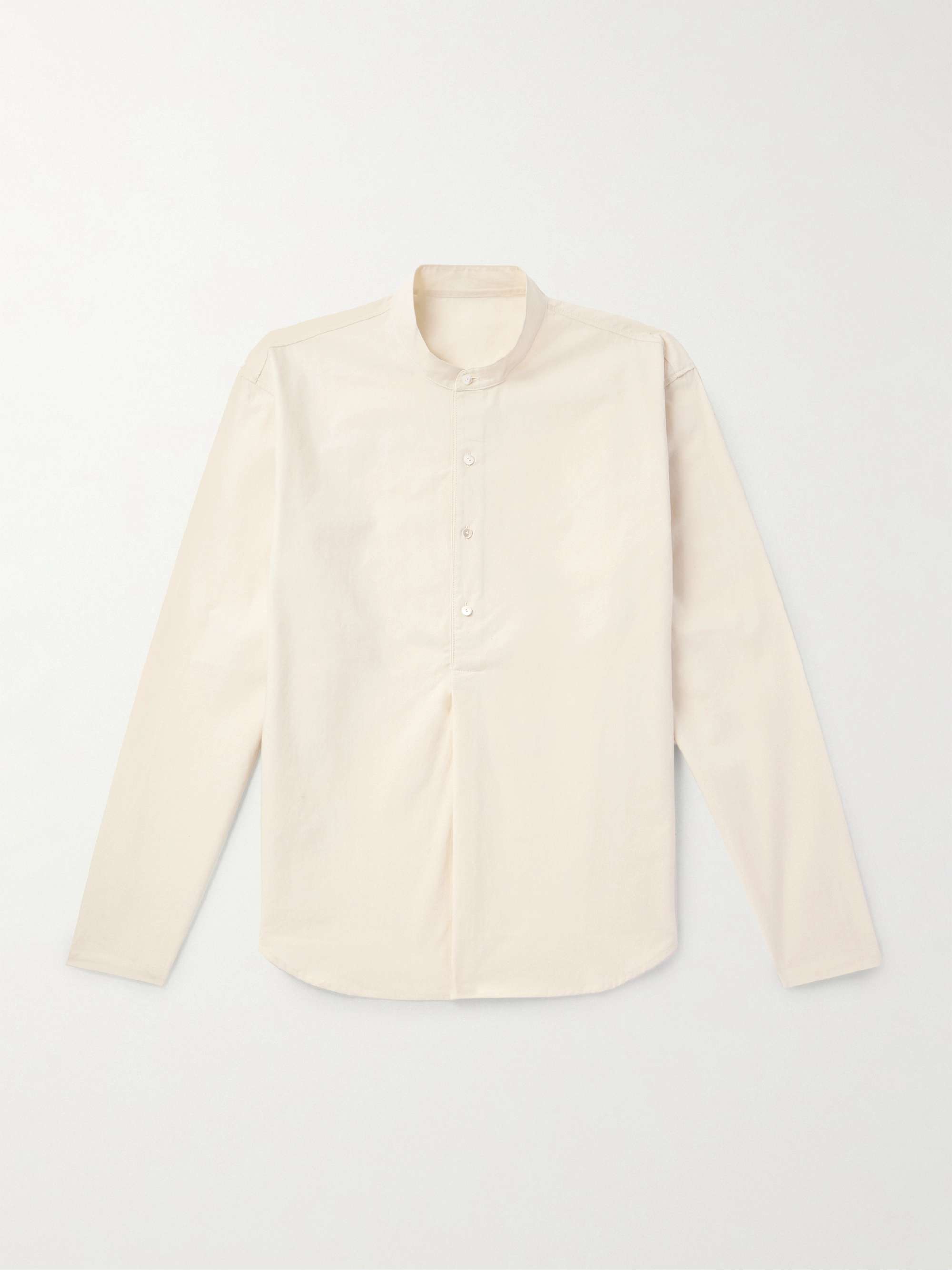 Grandad-Collar Cotton-Poplin Half-Placket Shirt view