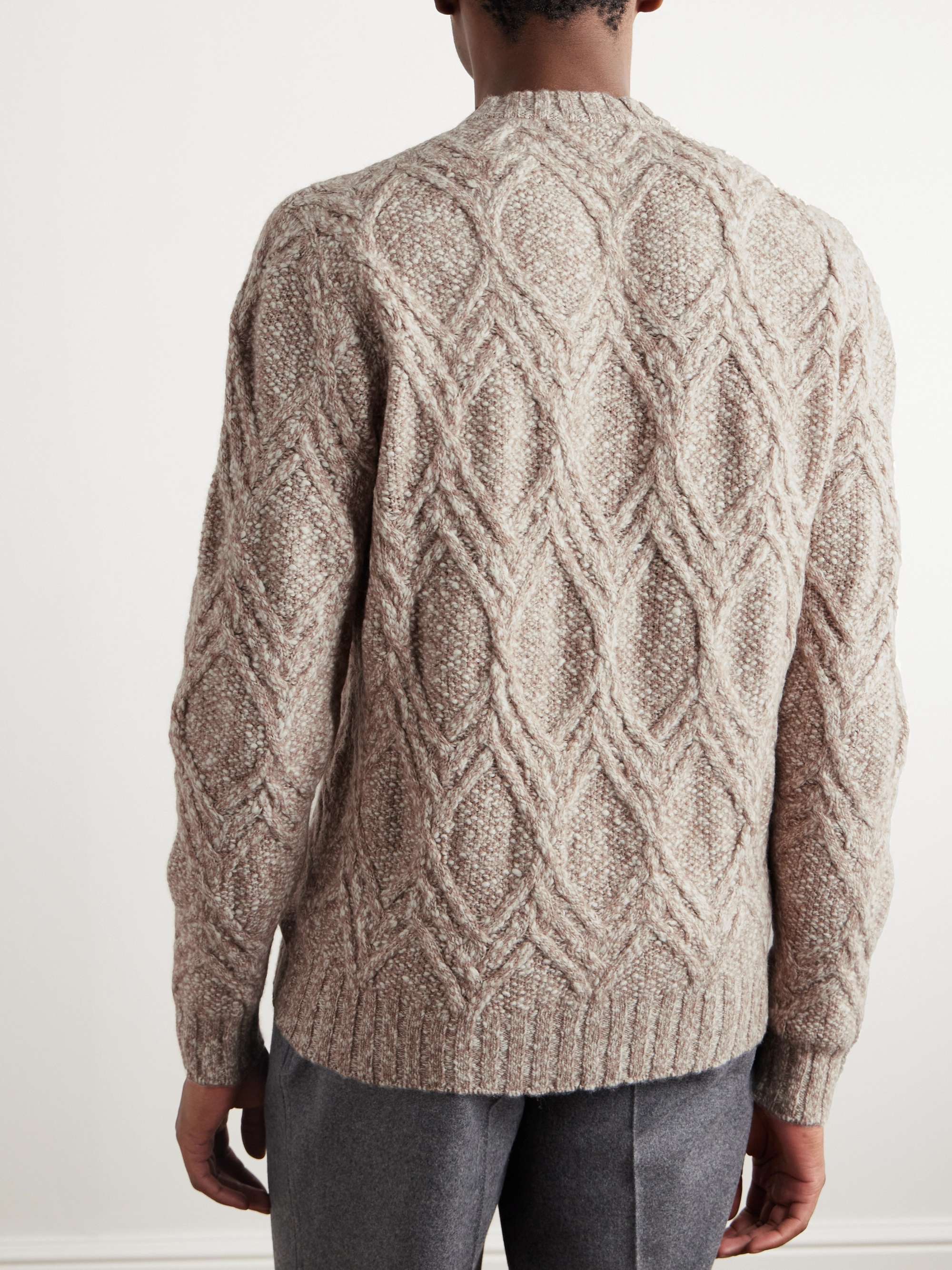 Mélange Cable-Knit Wool and Cashmere-Blend Sweater view