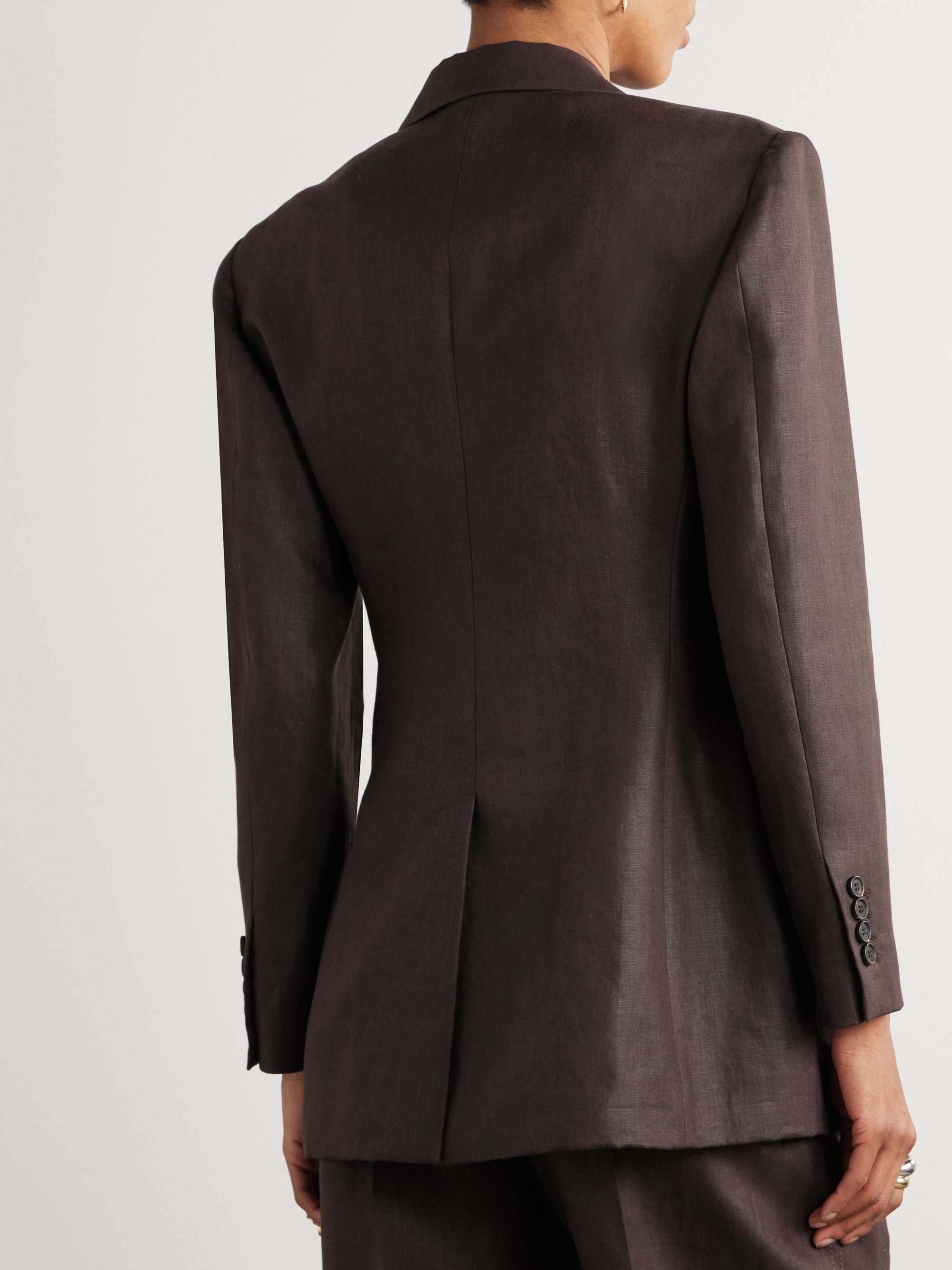 Double-breasted linen blazer view