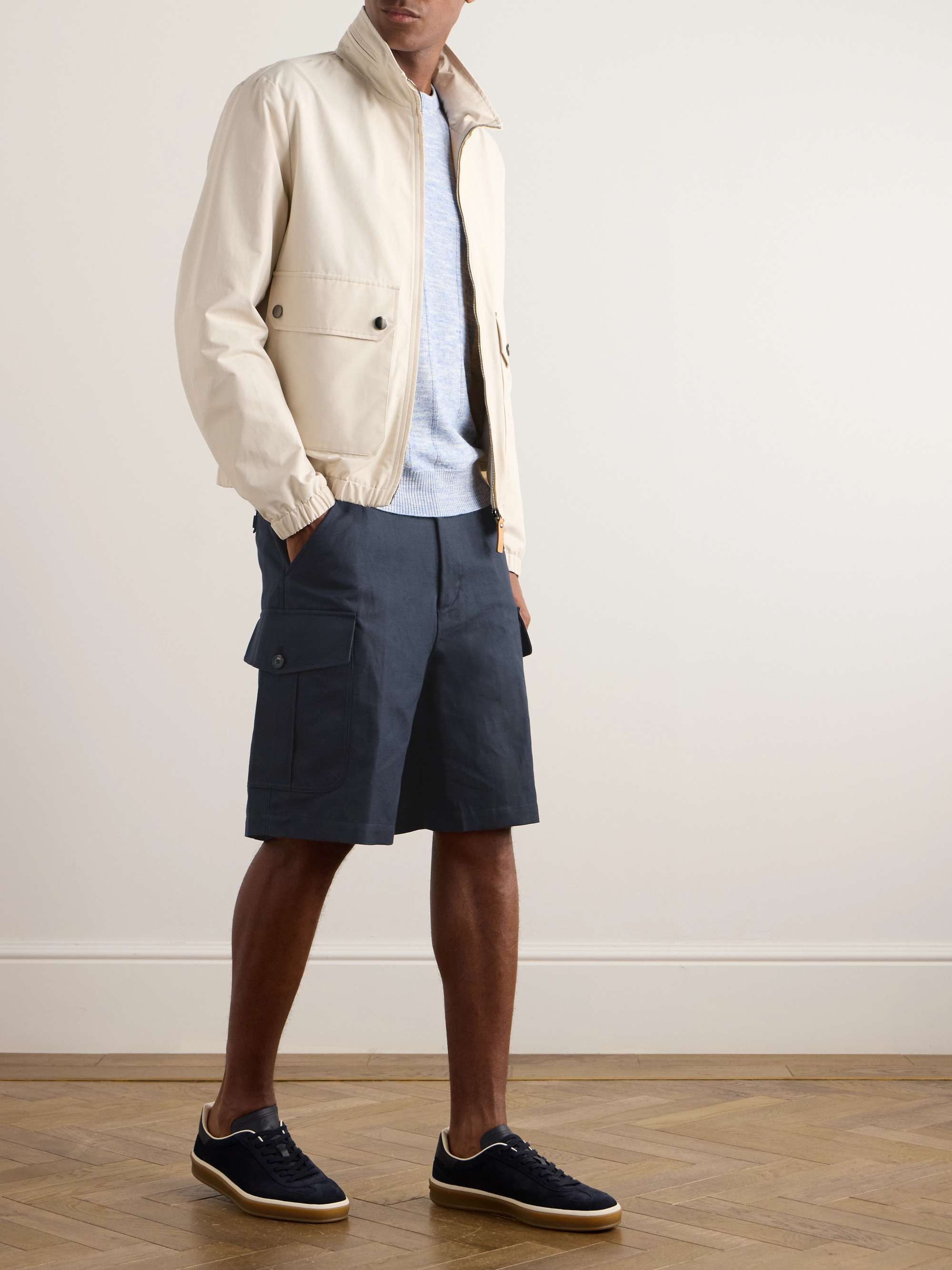 Bizen Wide-Leg Cotton and Linen-Blend Canvas Cargo Shorts view