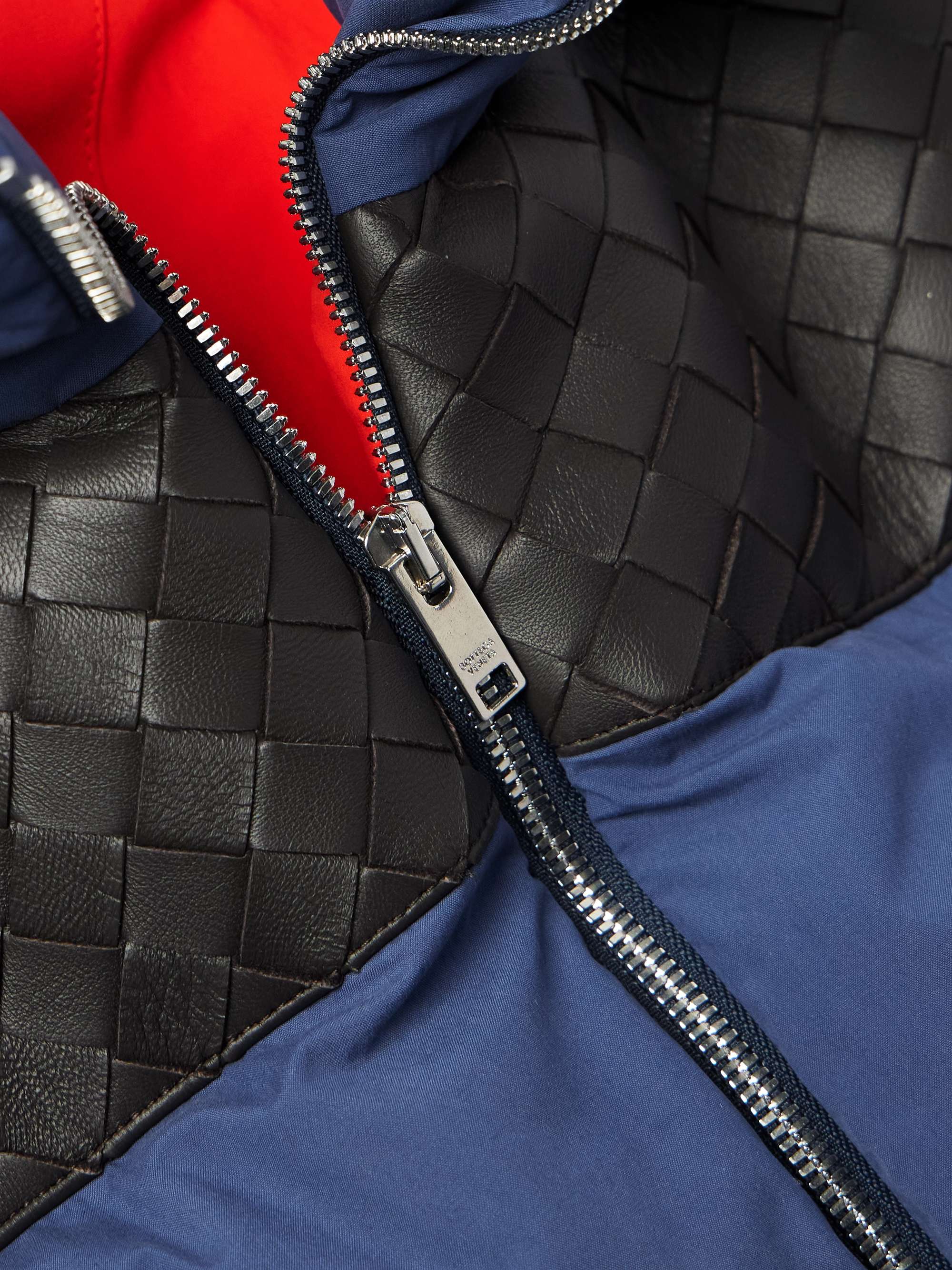 Intrecciato Leather-Trimmed Quilted Cotton-Poplin Down Jacket view