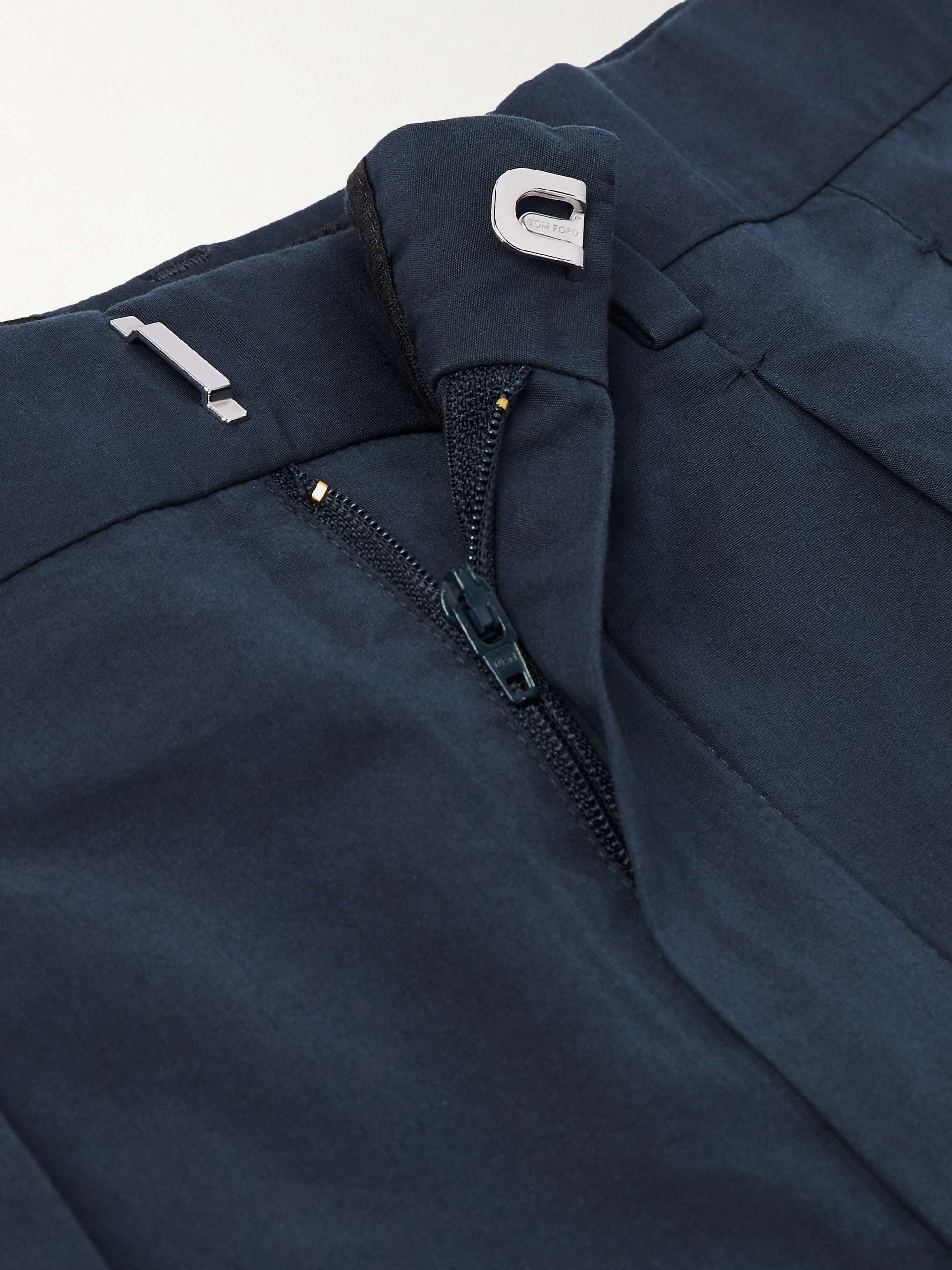 Straight-Leg Pleated Cotton and Silk-Blend Poplin Shorts view