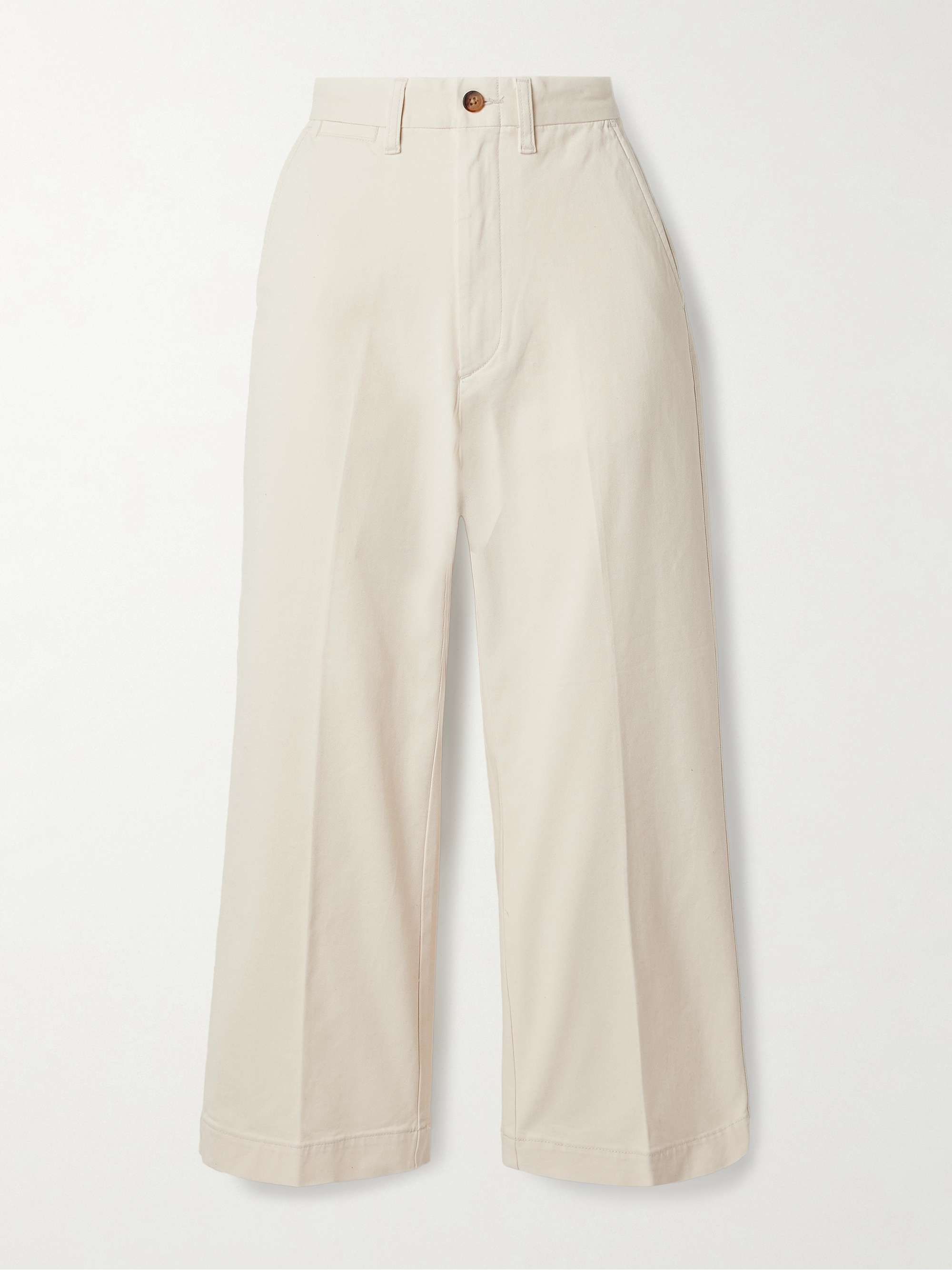 Cropped cotton-blend twill wide-leg pants view