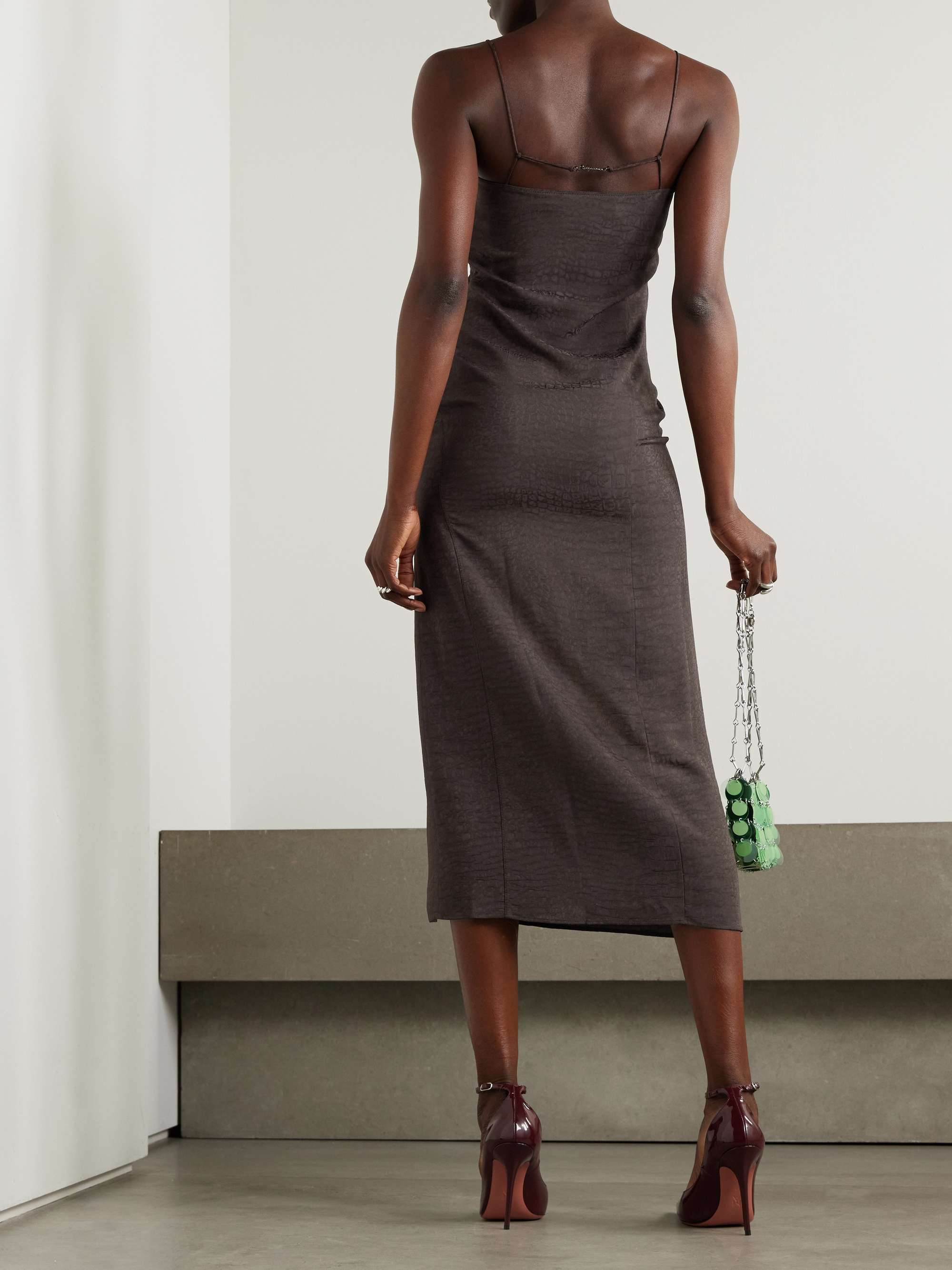 Notte embellished croc-effect crepe midi dress view