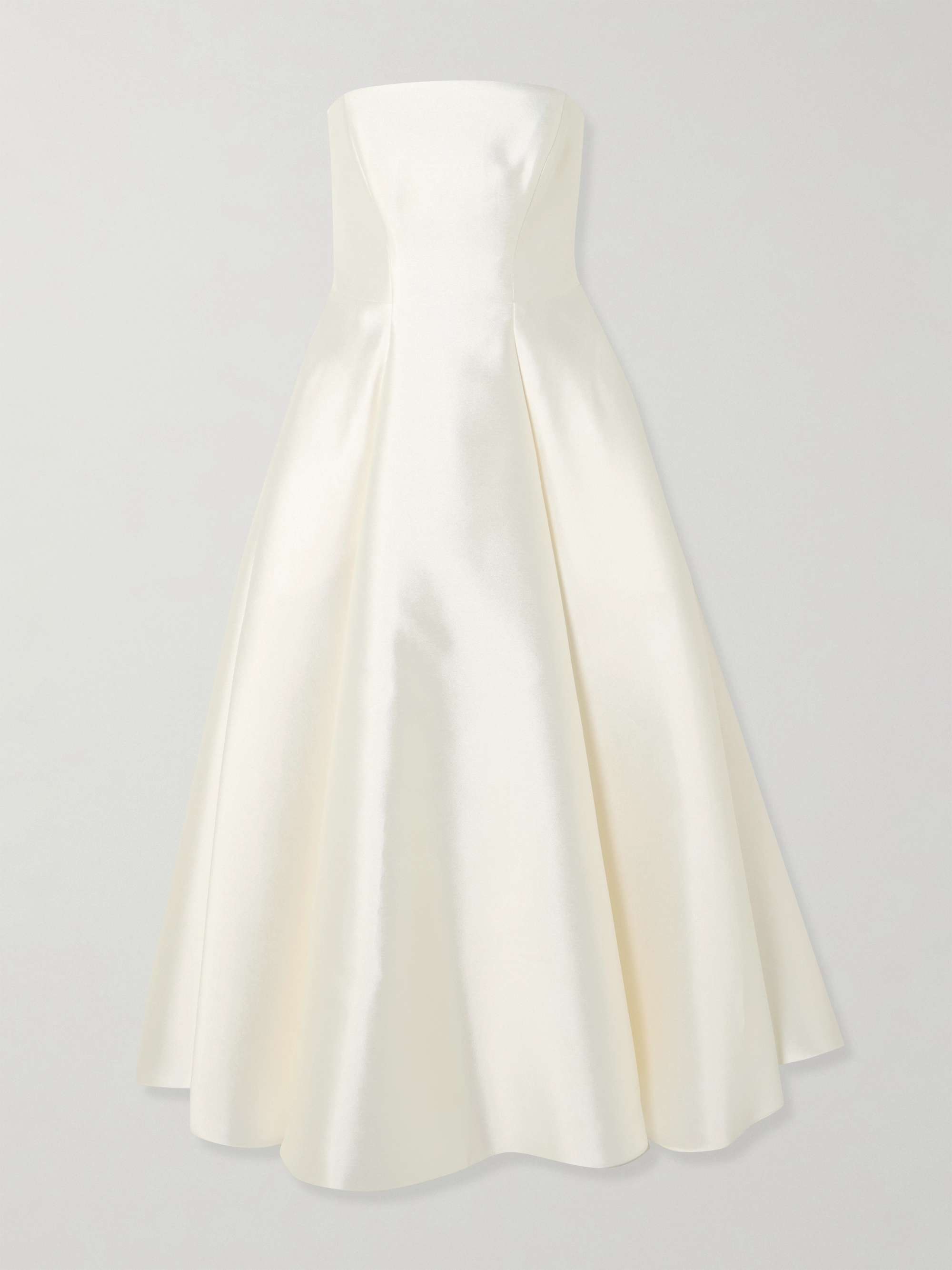 Strapless pleated mikado midi dress view