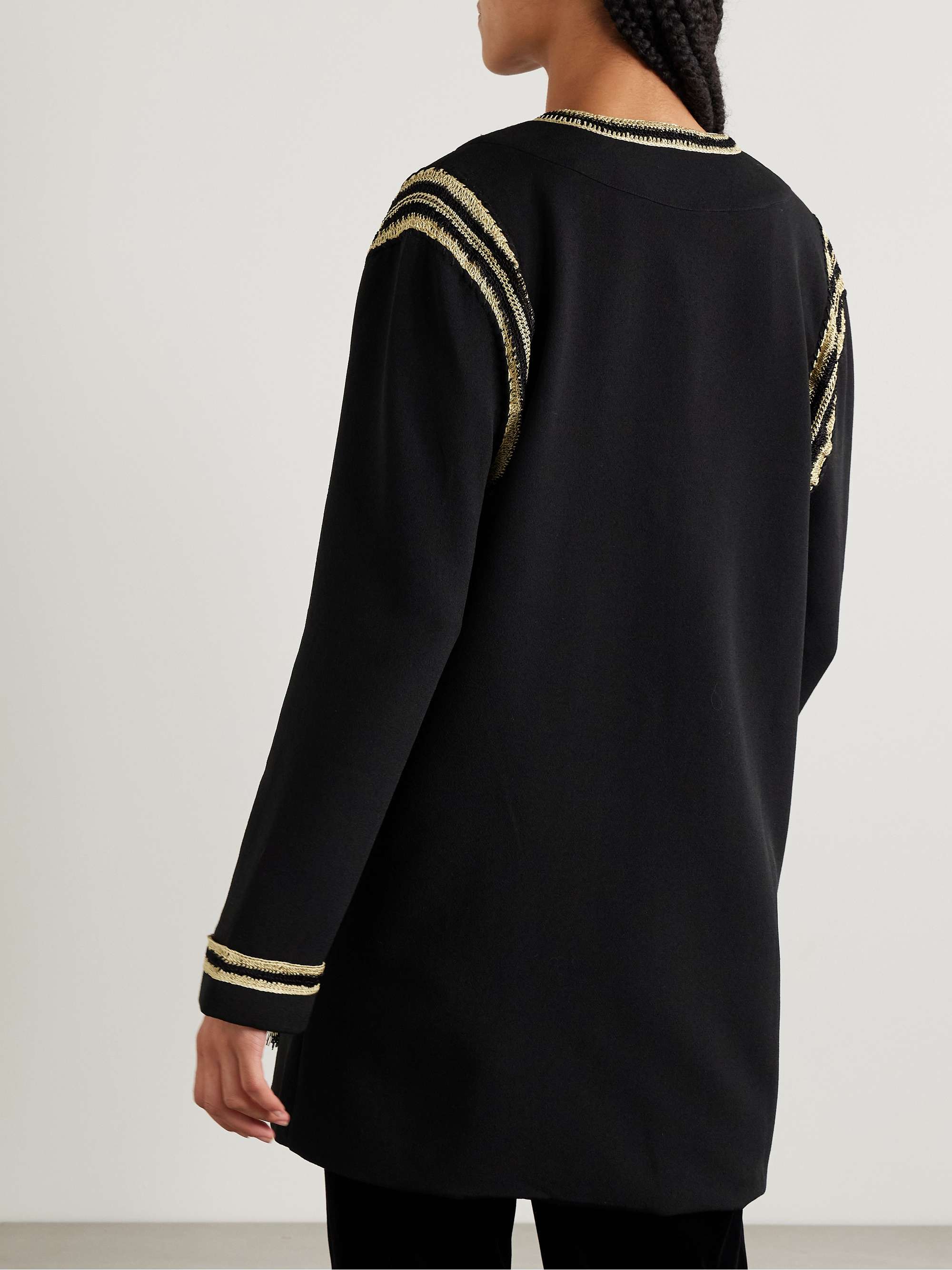 Weedy crochet-trimmed crepe jacket view