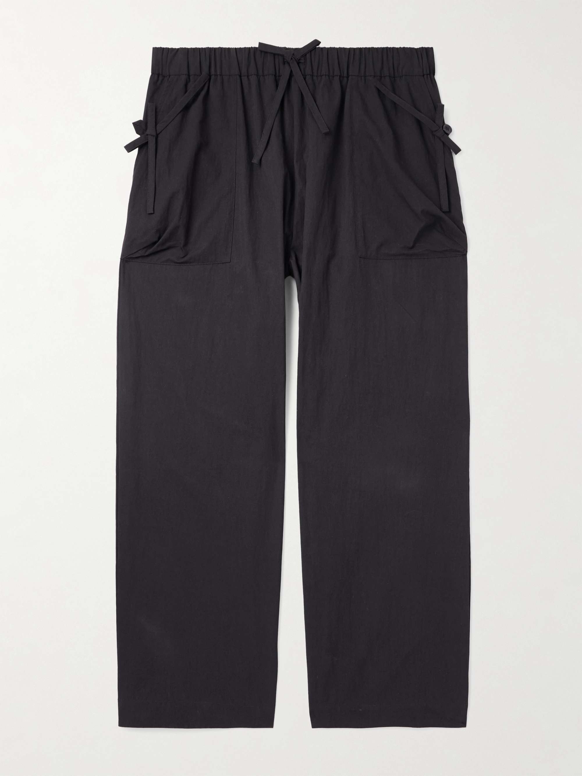 Straight-Leg Bow-Detailed Cotton-Blend Cargo Trousers view