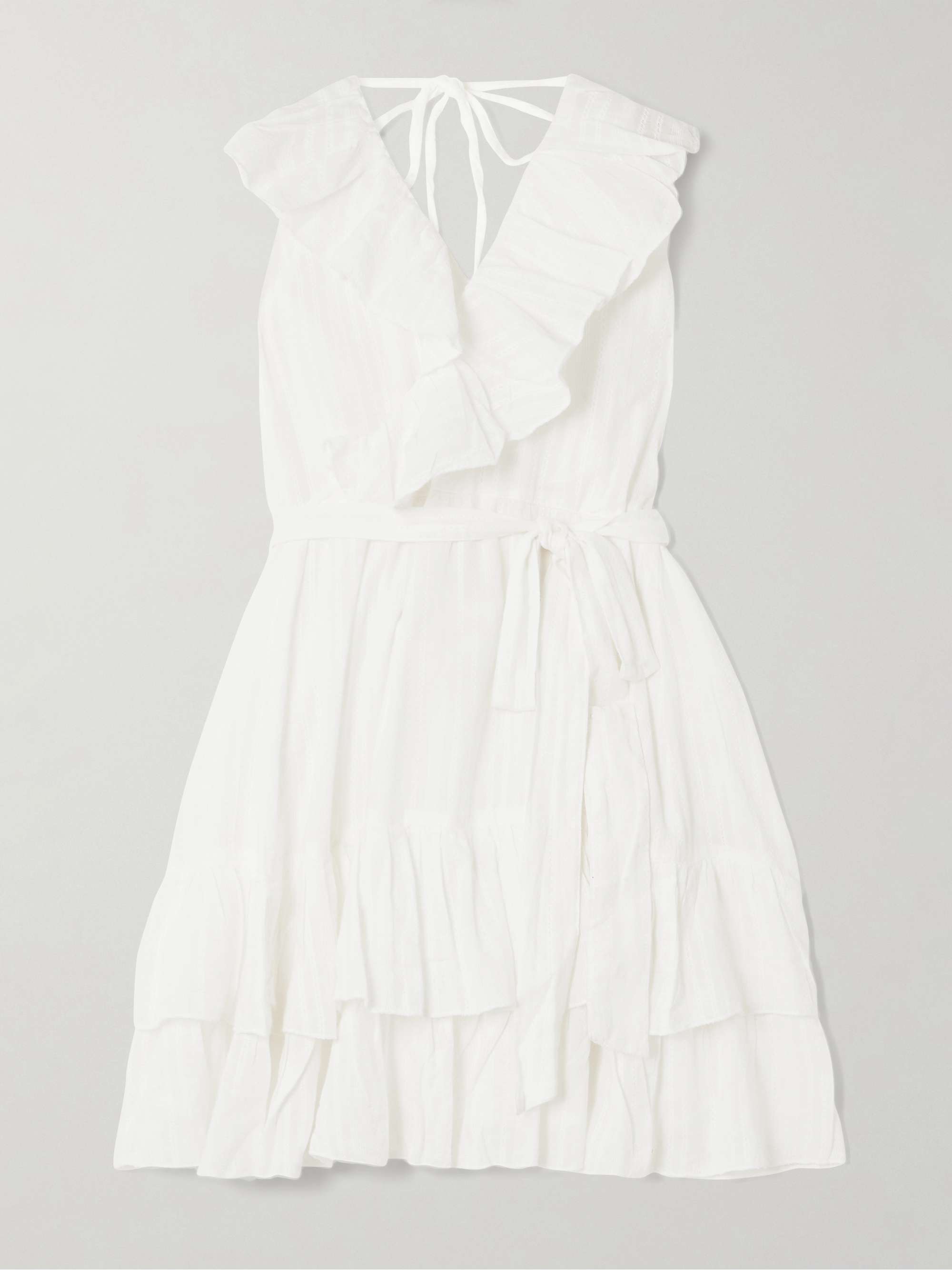 Molly belted ruffled embroidered cotton mini wrap dress view