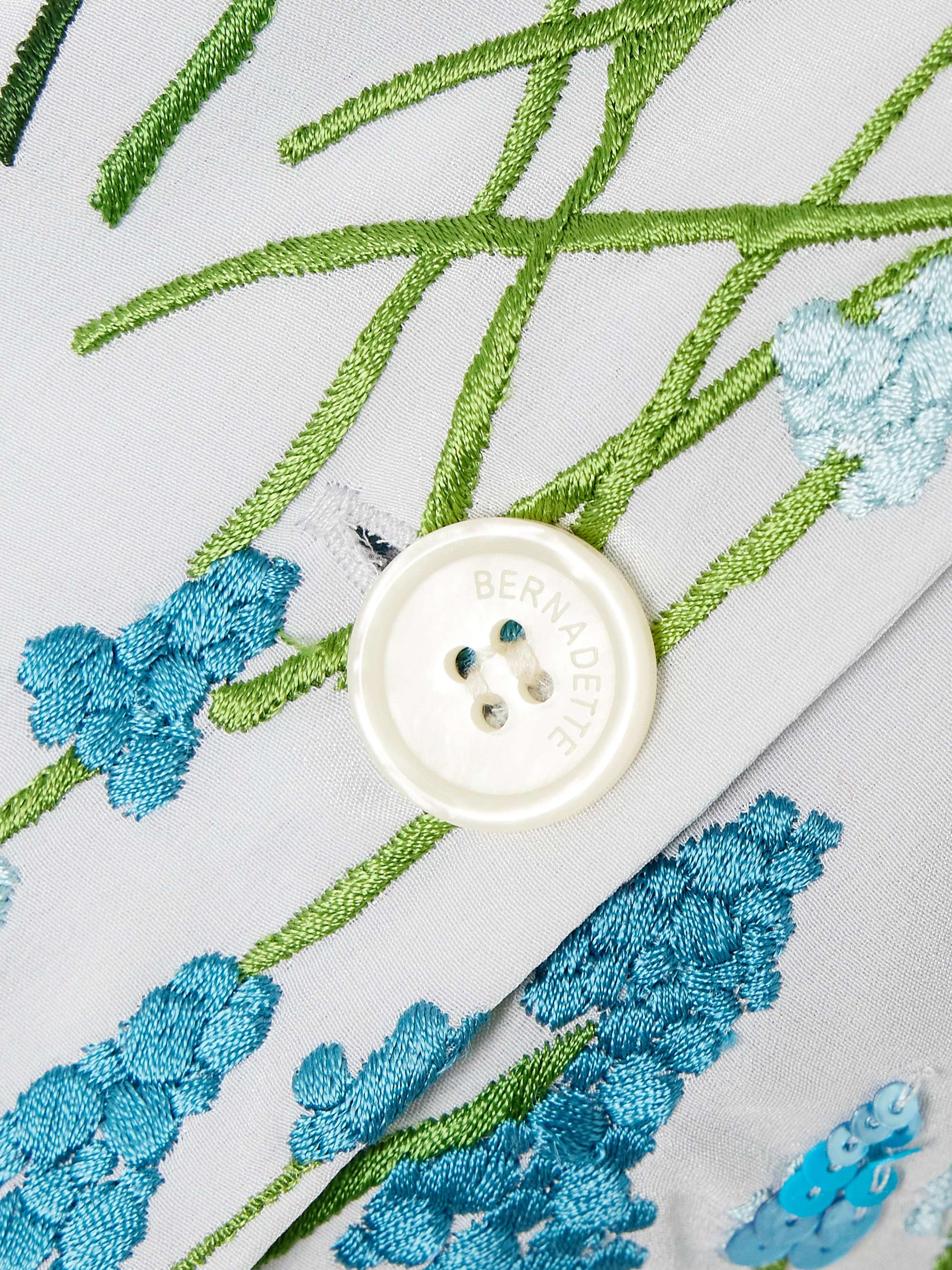 Louis embroidered embellished silk pajama shirt view