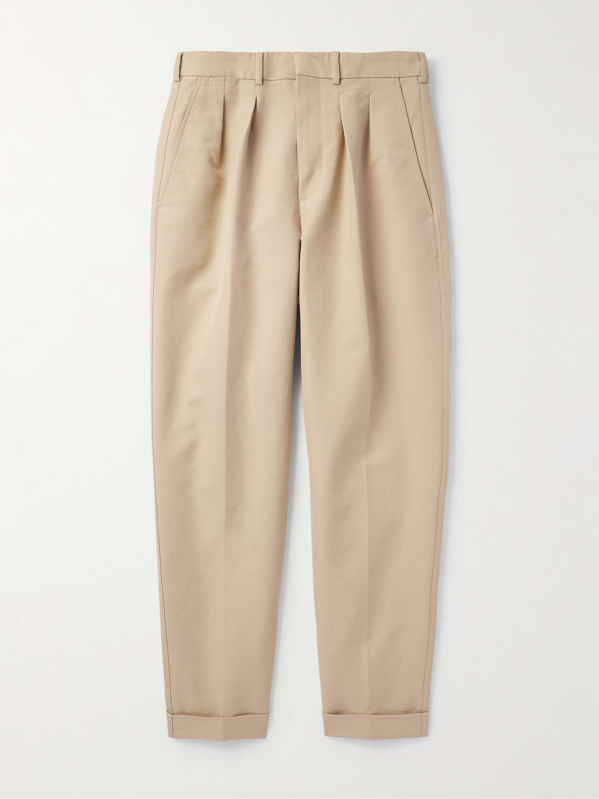 Pleated Cotton-Twill Trousers view
