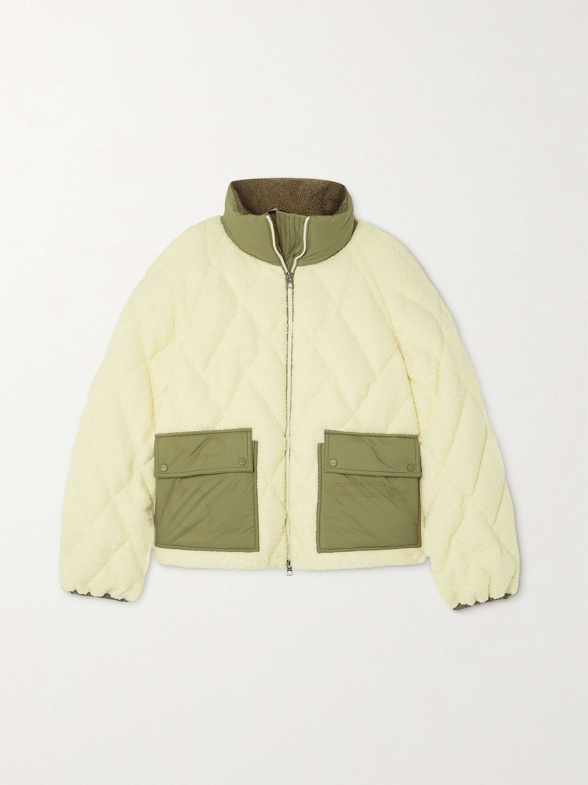 Jonquille shell-trimmed quilted fleece down jacket view