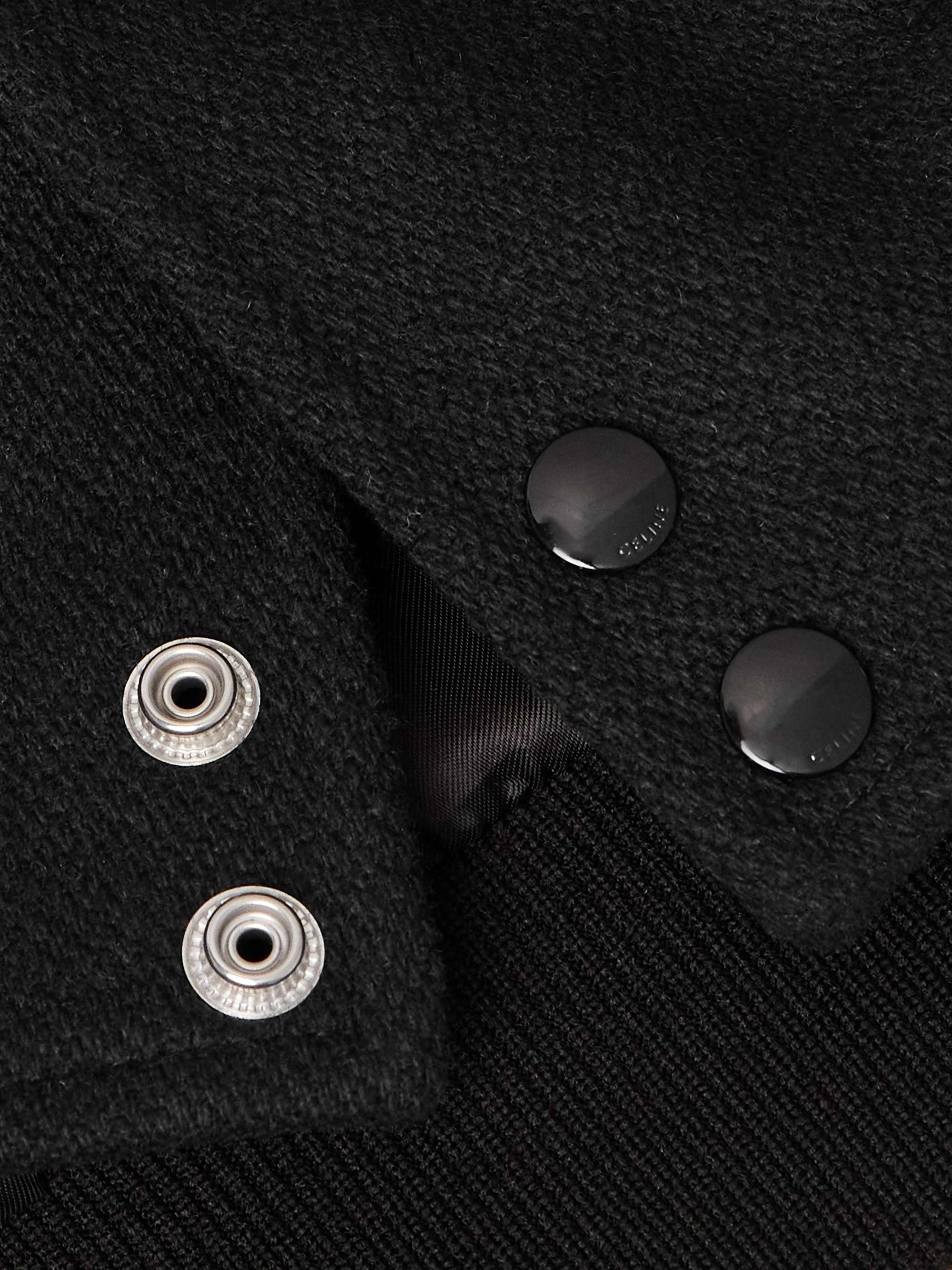 Teddy Striped Colour-Block Leather-Trimmed Virgin Wool-Blend Varsity Jacket view