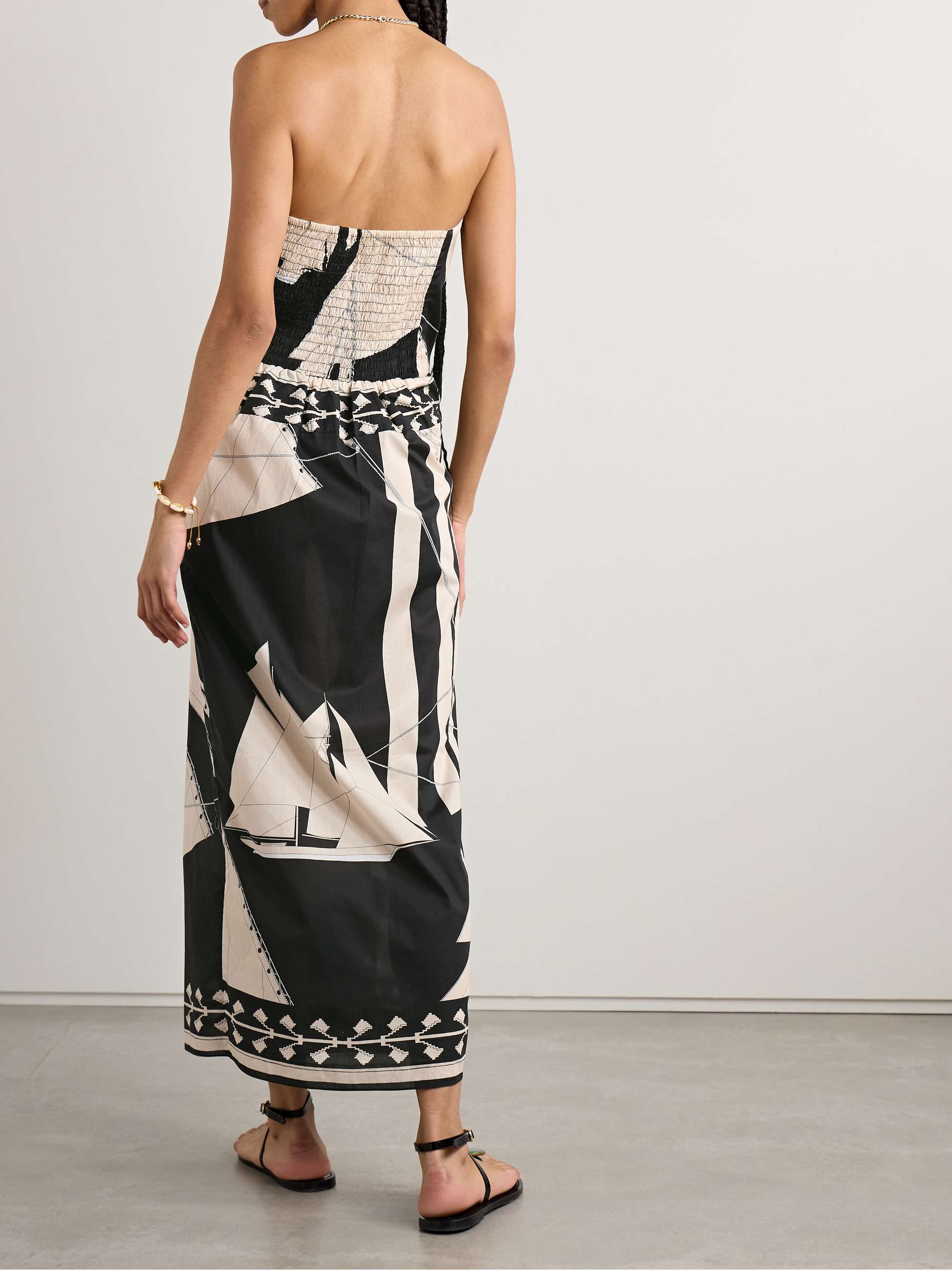 Sailboats Pontoon Afternoon strapless printed organic cotton wrap-effect midi dress view