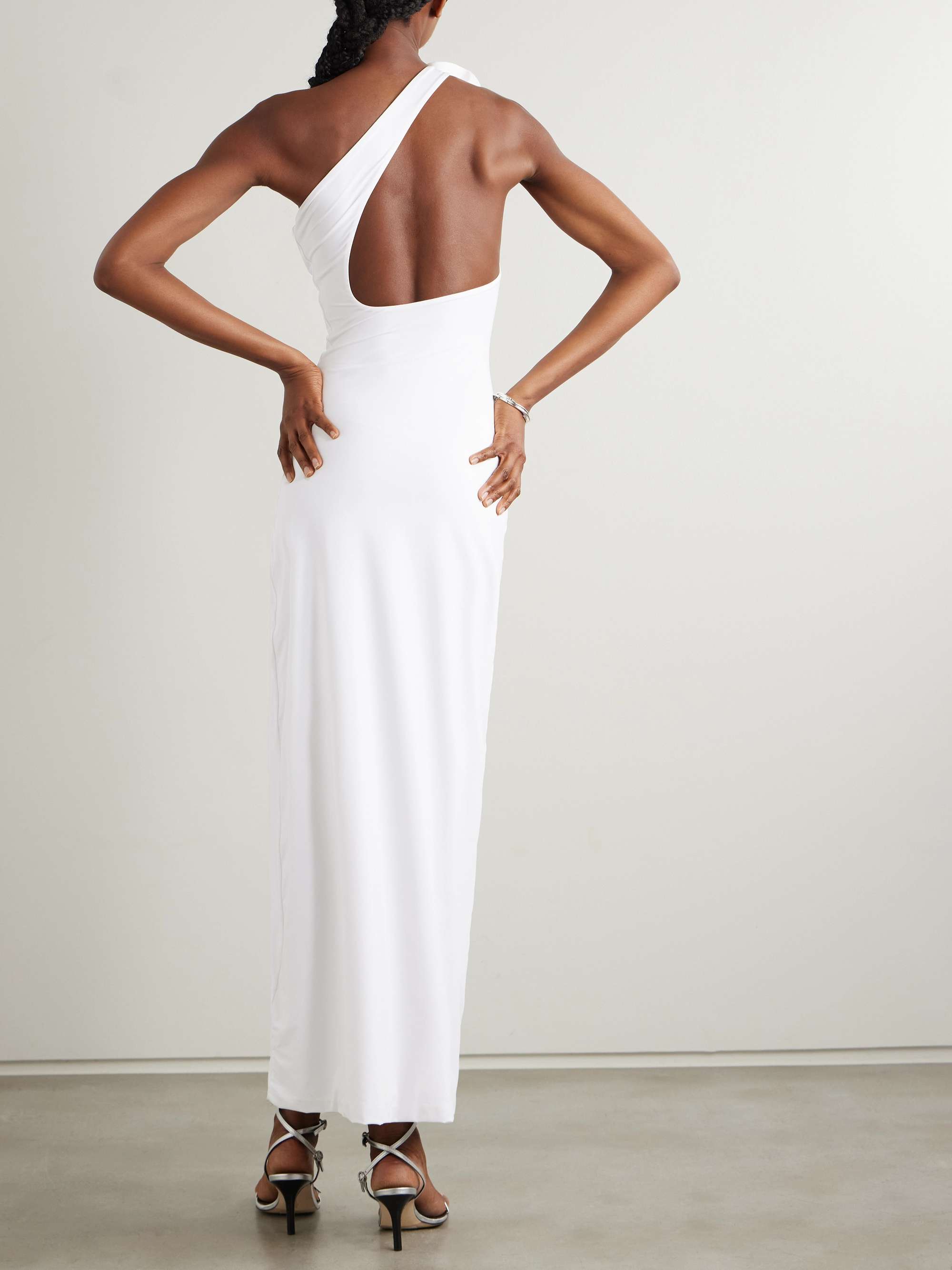 Adda one-shoulder appliquéd stretch-jersey maxi dress view