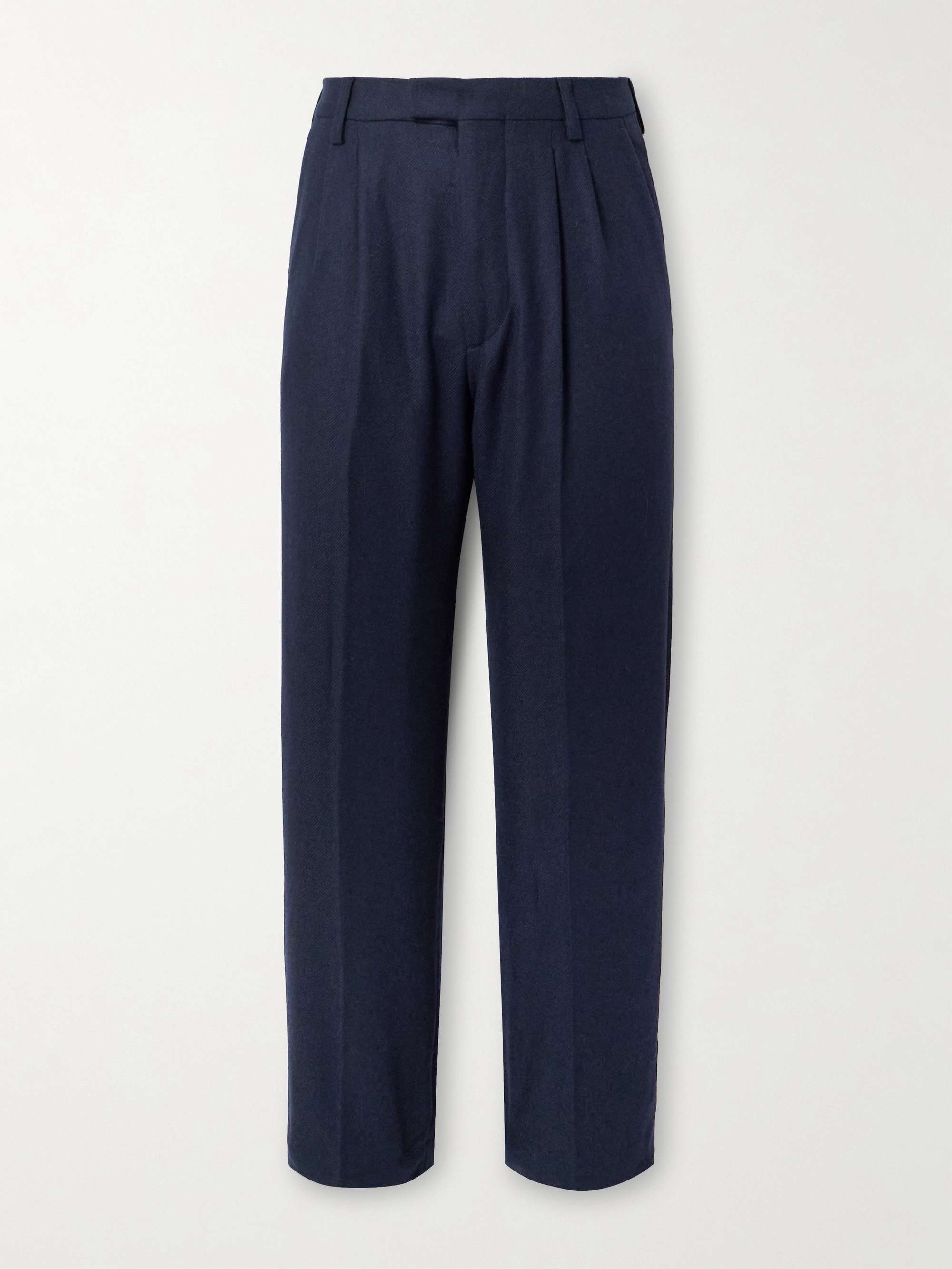 Fritz 1091 Straight-Leg Pleated Brushed-Twill Suit Trousers view