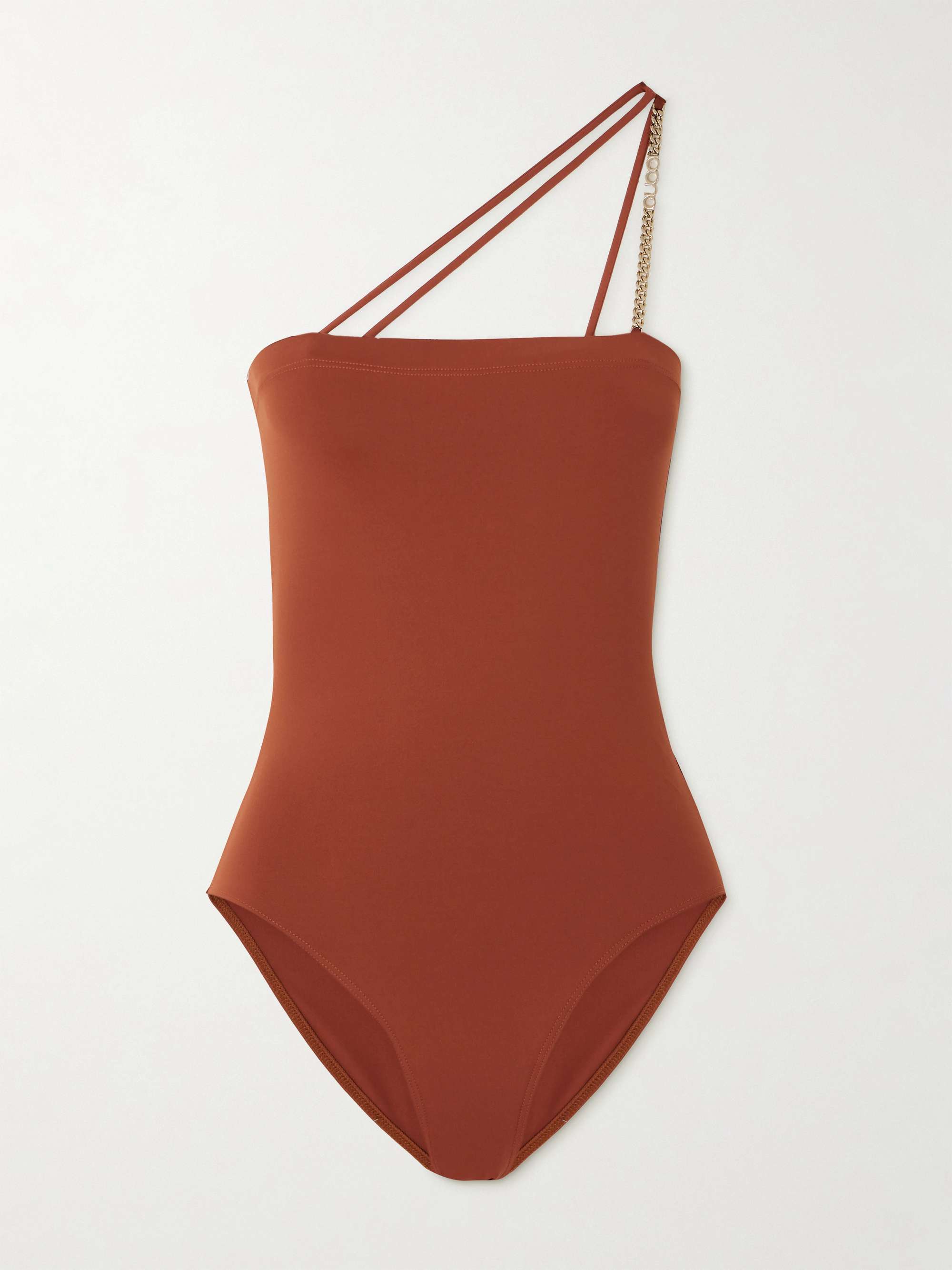 One-shoulder chain-embellished swimsuit view