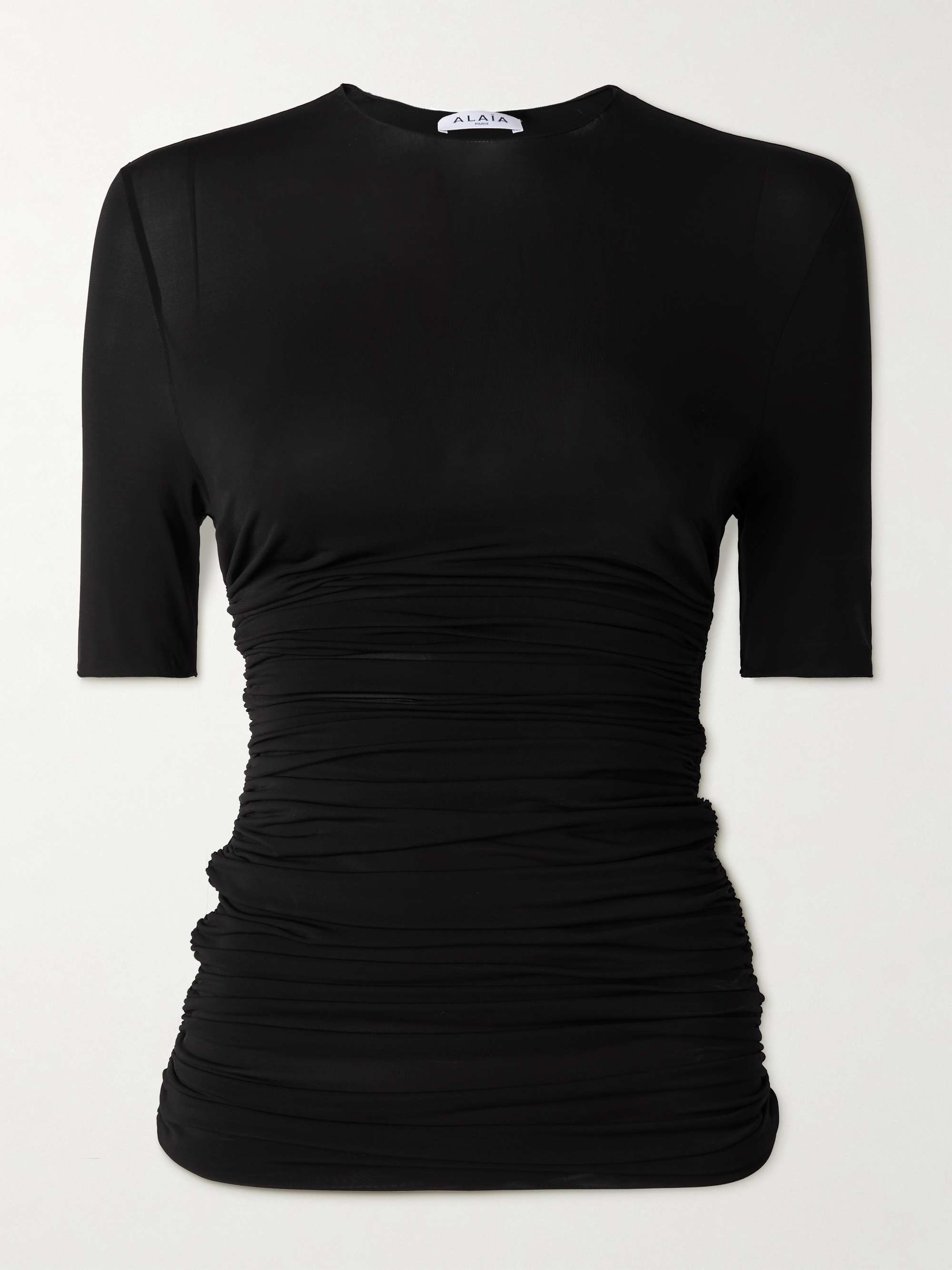 Ruched stretch-jersey T-shirt view