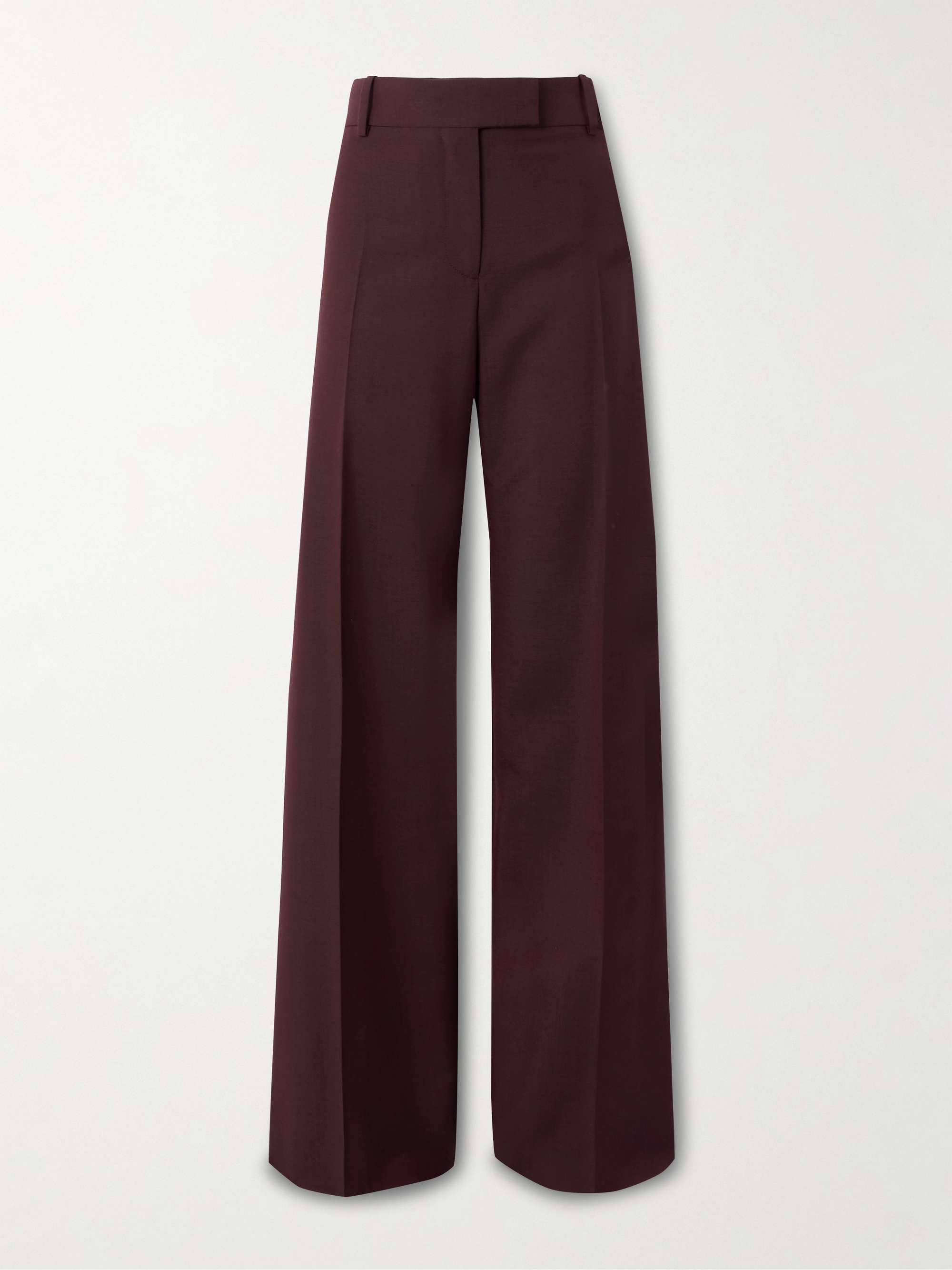 Satin-trimmed wool and mohair-blend wide-leg pants view