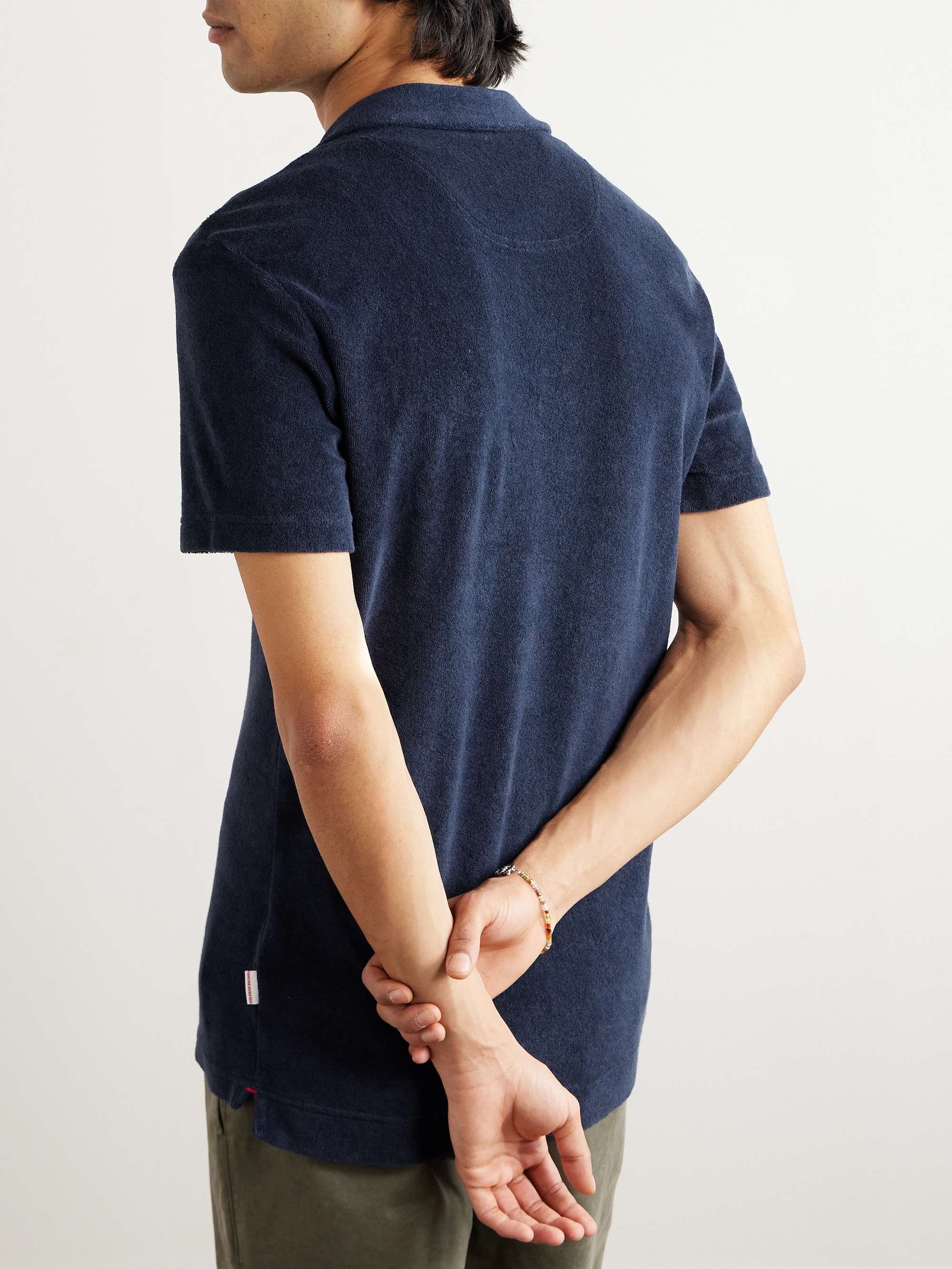 Slim-Fit Camp-Collar Cotton-Terry Polo Shirt view