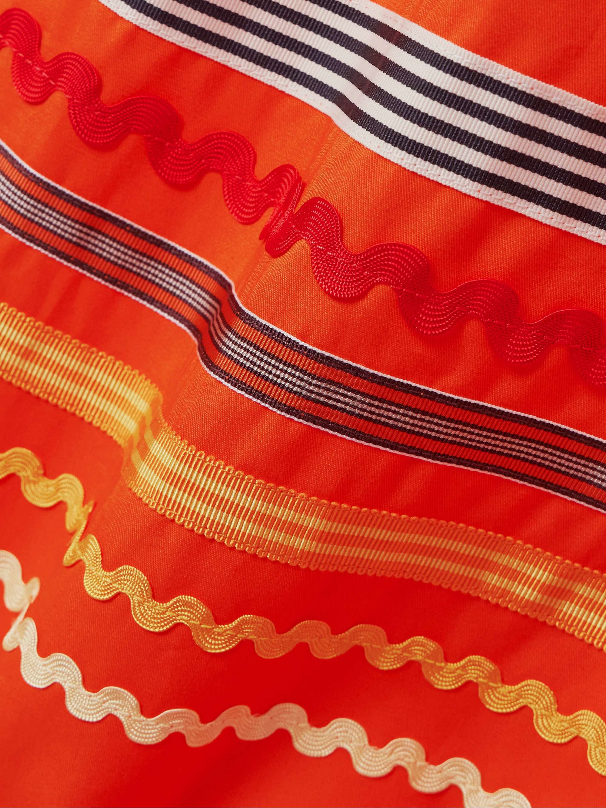 Belted ric rac and grosgrain-trimmed cotton-twill maxi shirt dress view