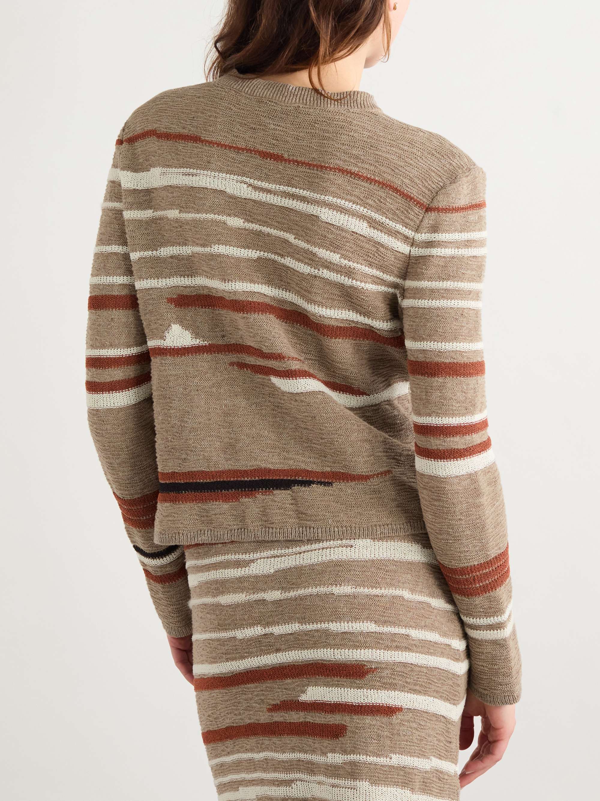 Striped jacquard-knit linen and cotton-blend sweater view