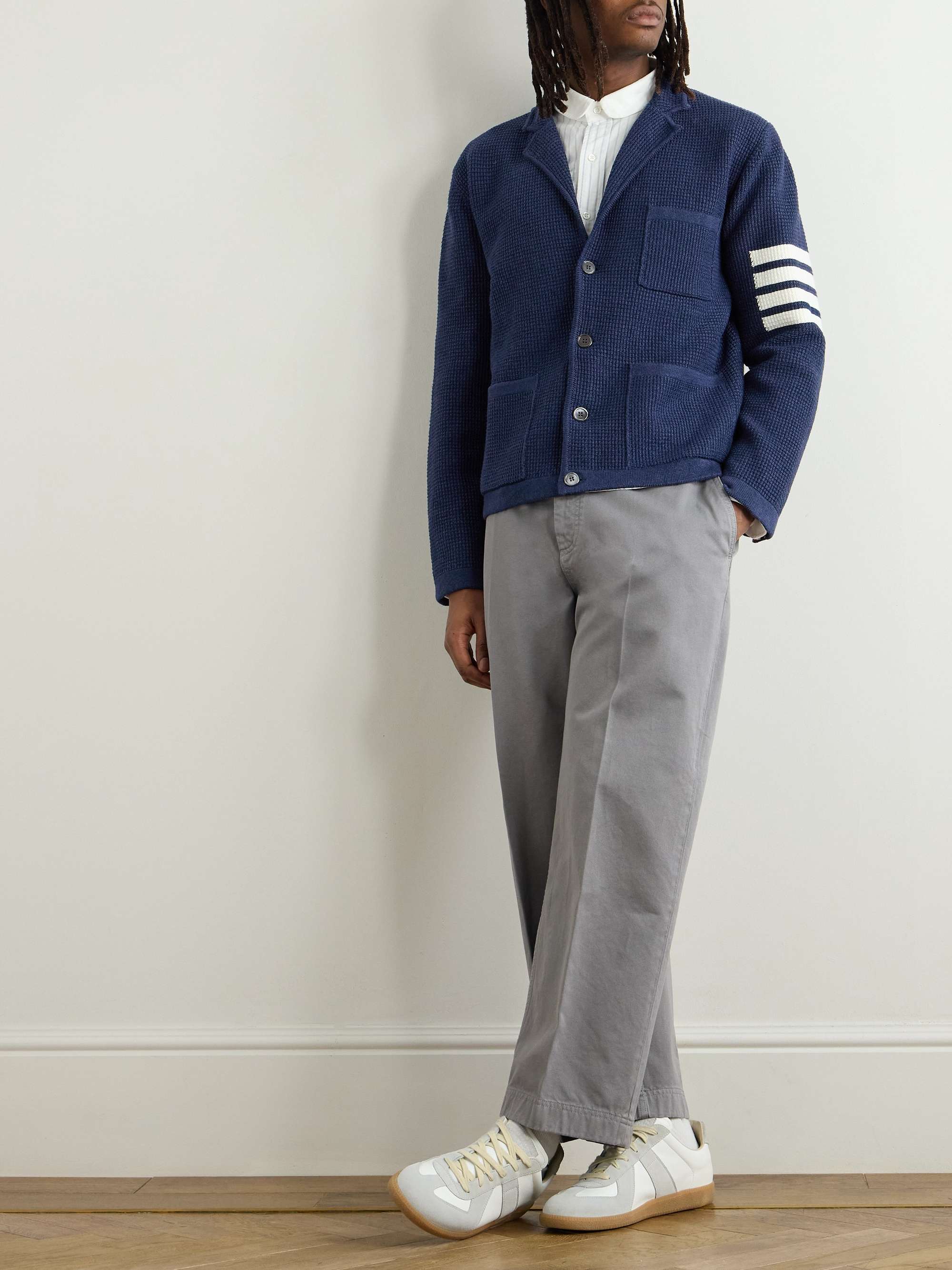 Slim-Fit Striped Linen-Blend Cardigan view