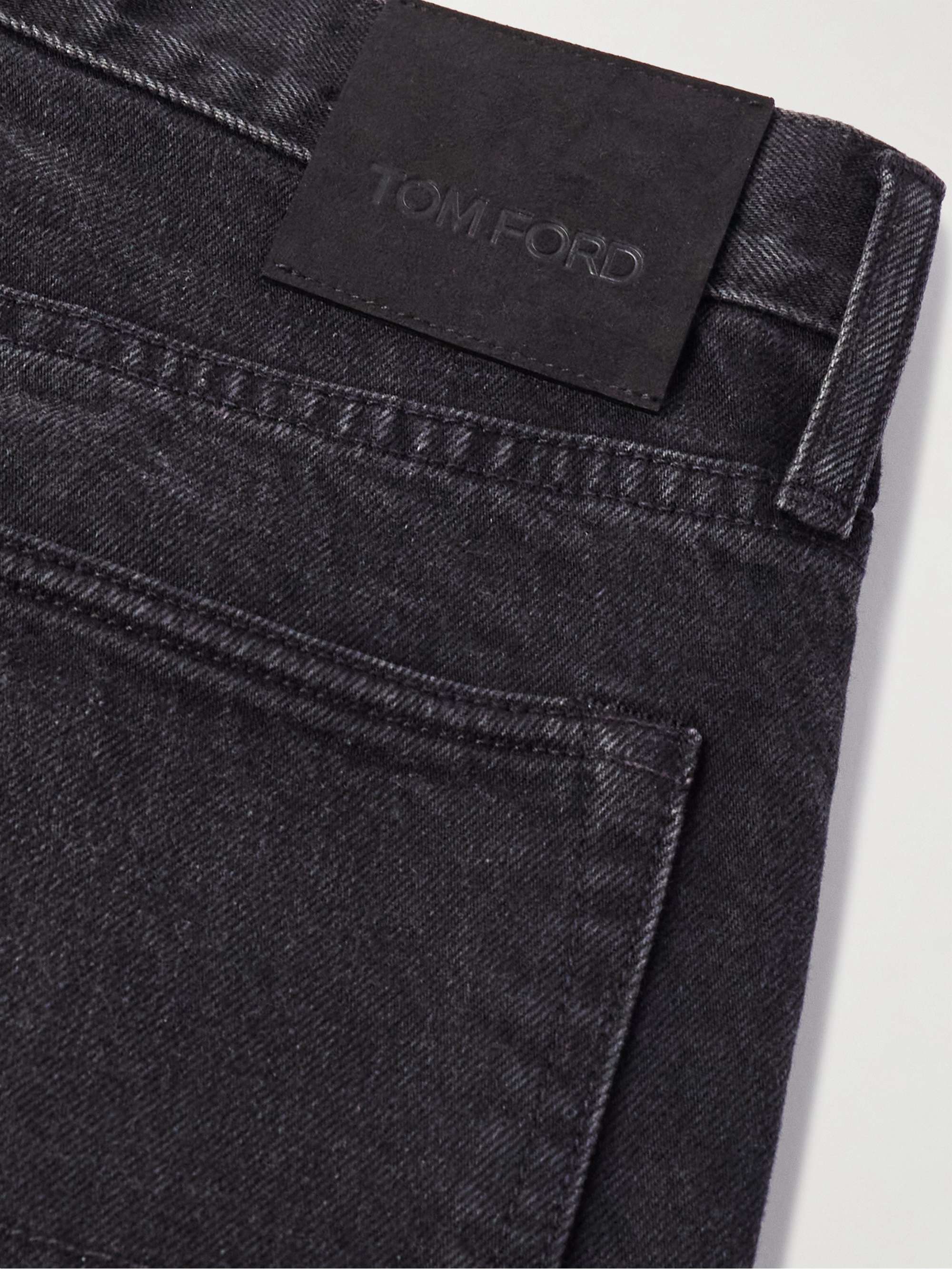Slim-Fit Distressed Selvedge Jeans view