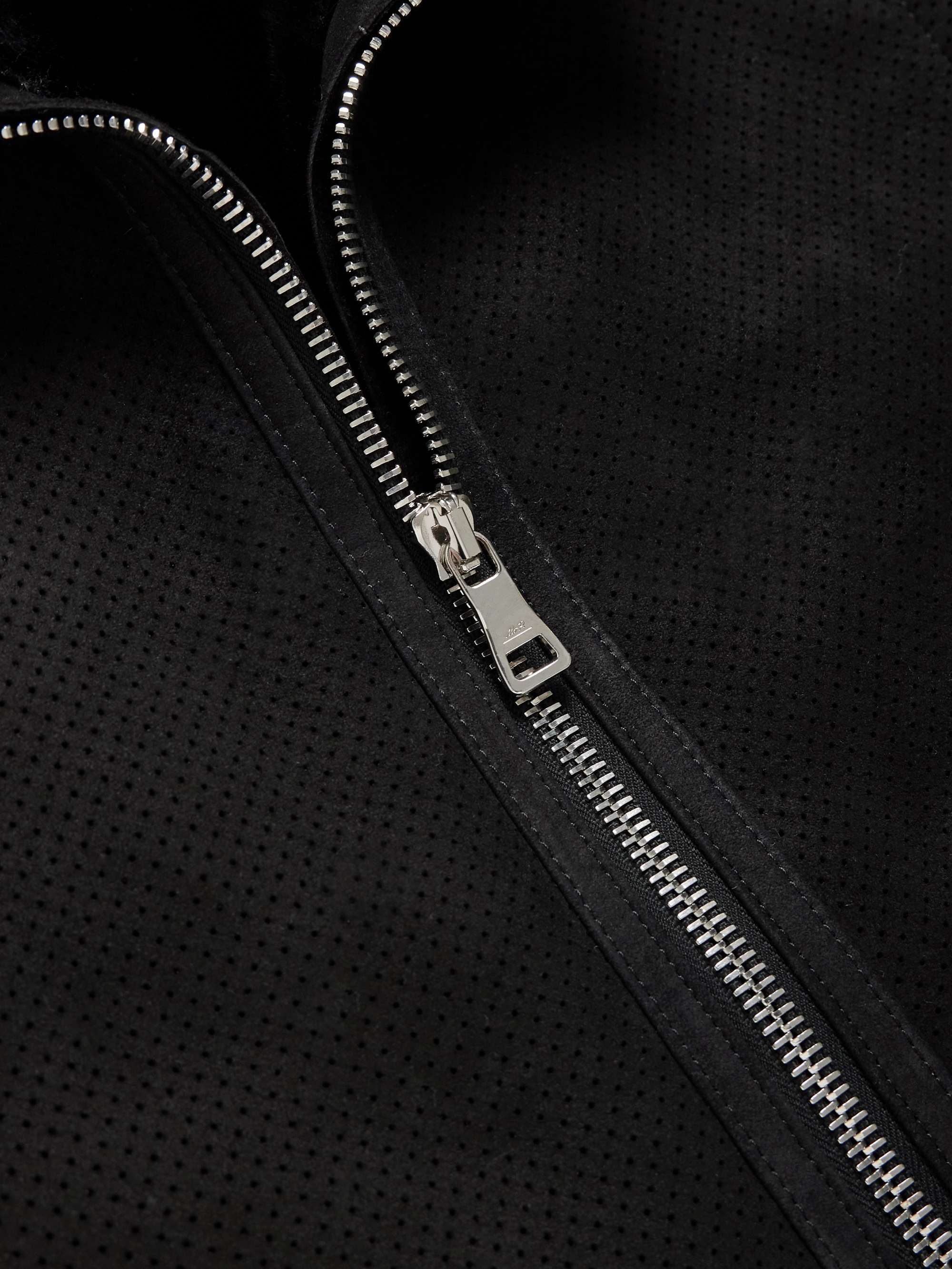 Full-Grain Leather-Trimmed Perforated Shearling Gilet view