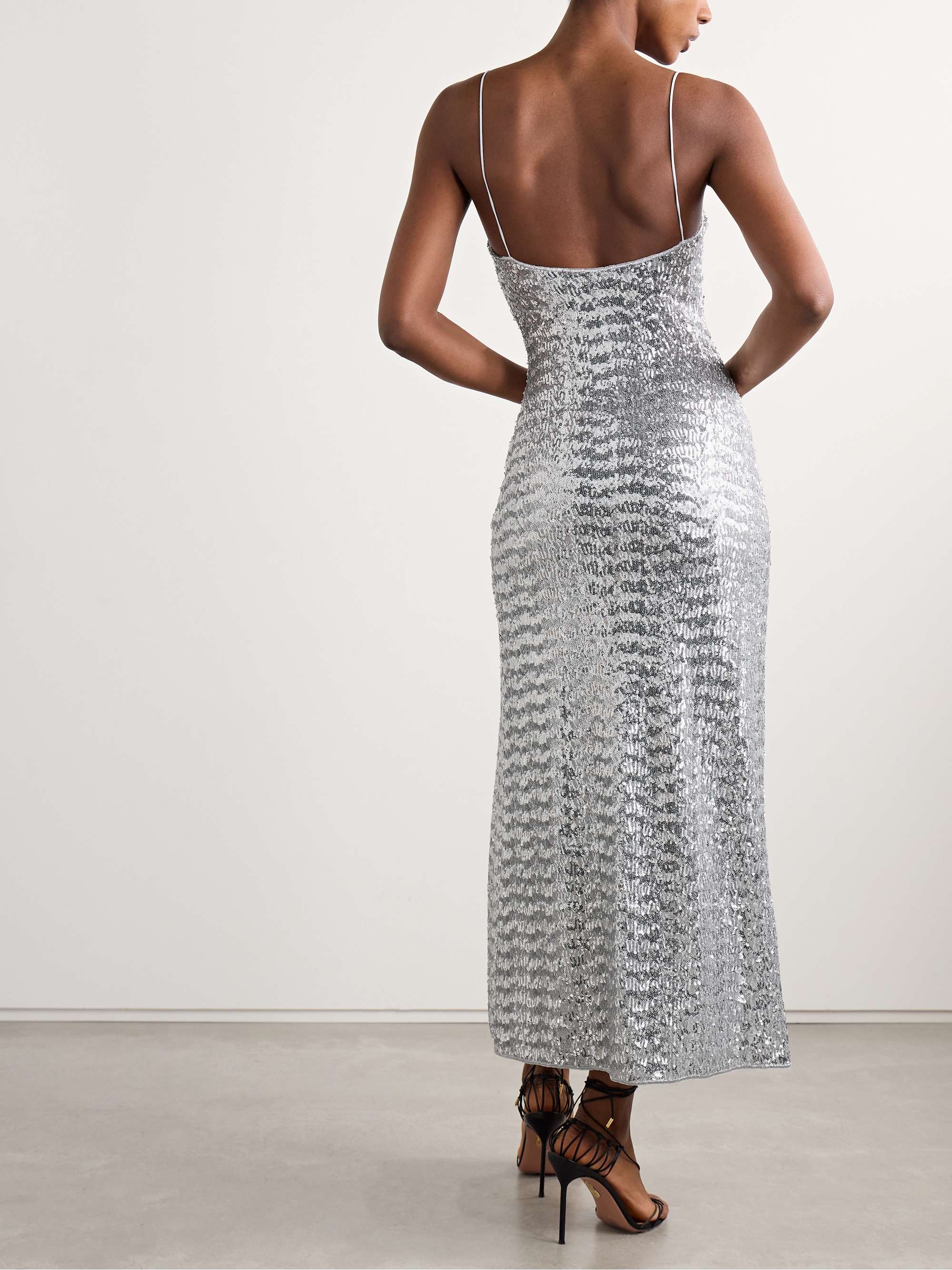 Sequin-embellished stretch-mesh maxi dress view