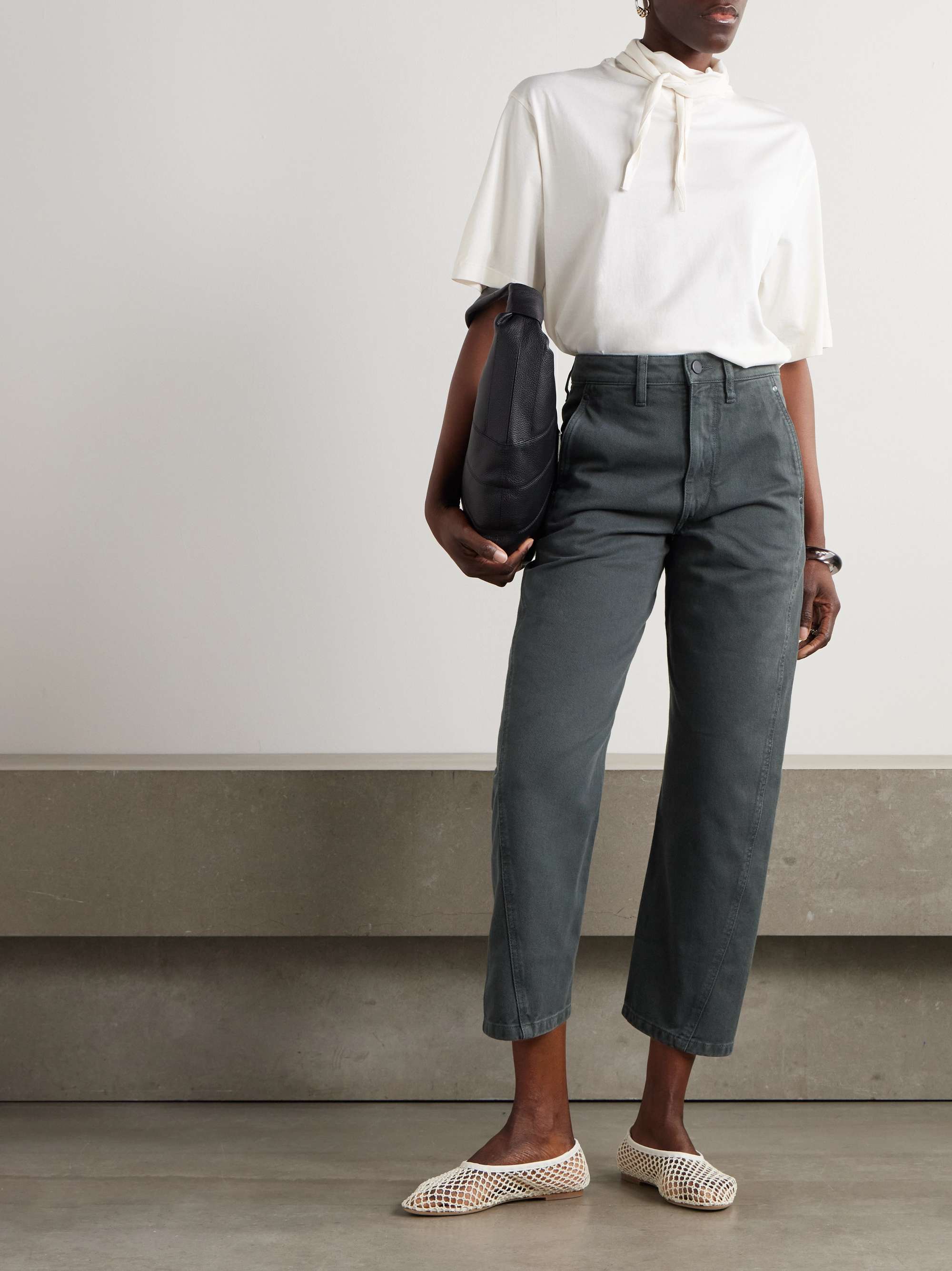 Twisted cropped paneled high-rise straight-leg jeans view