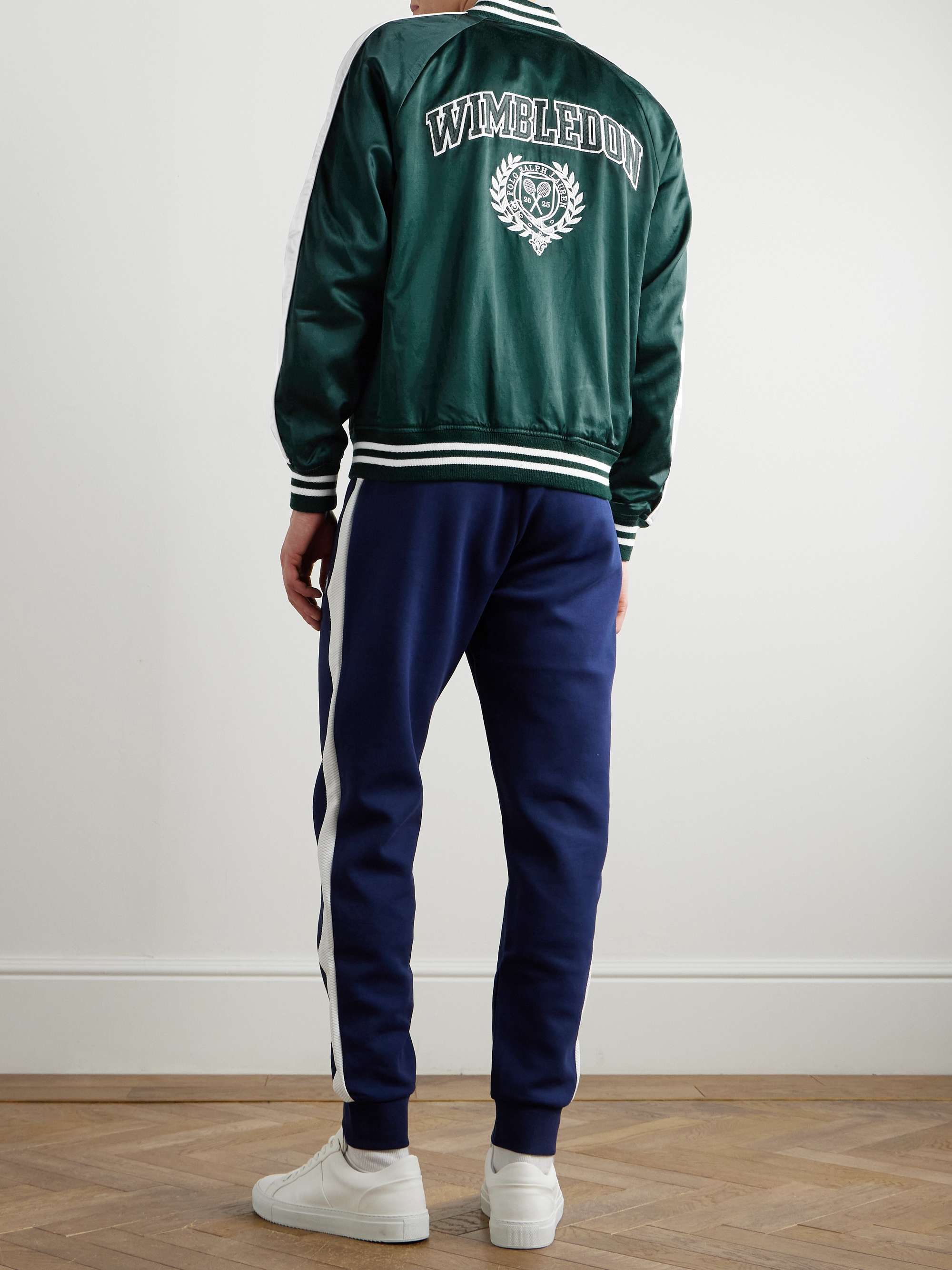 + Wimbledon Logo-Embroidered Two-Tone Cotton-Blend Satin Bomber Jacket view